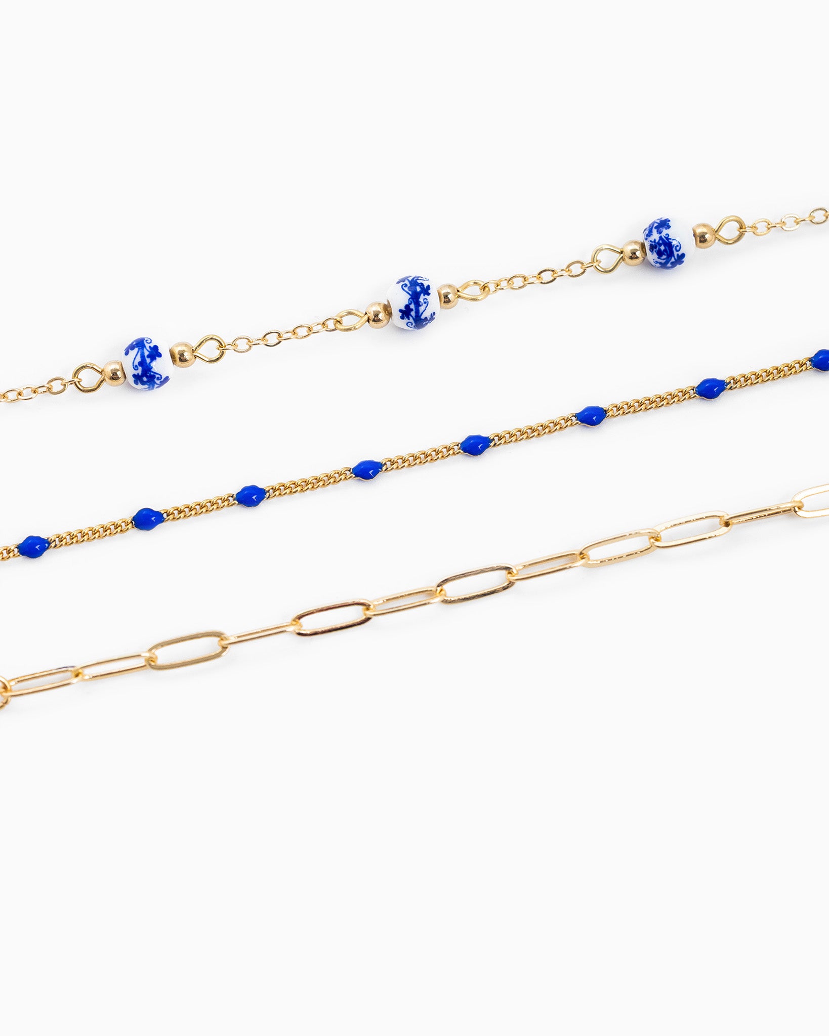 Ceramic and Chain Bead Mix Bracelets Set