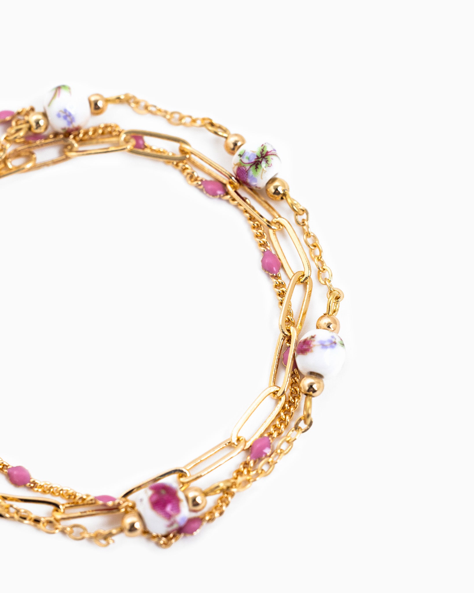 Ceramic and Chain Bead Mix Bracelets Set