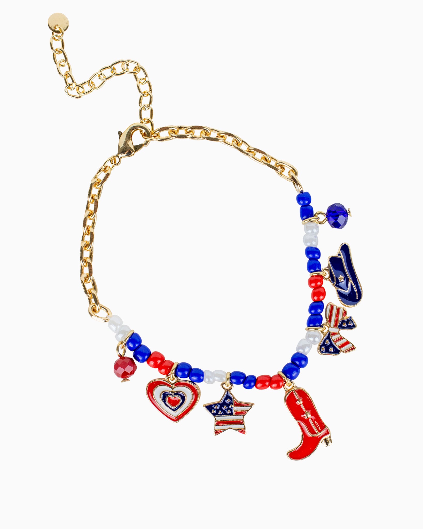 Patriotic Americana Charm Bead Chain Bracelet
