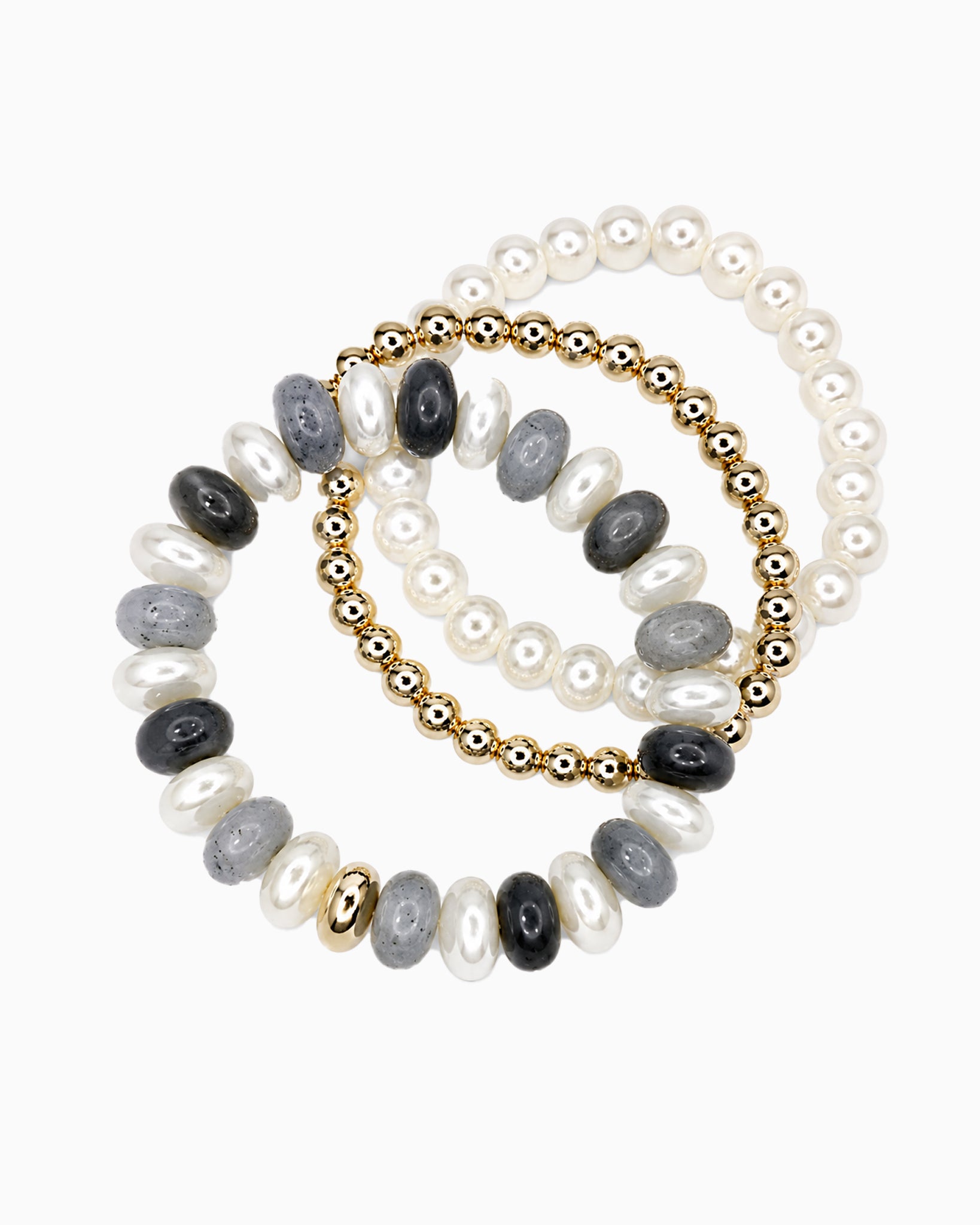 Color Marble Acrylic Bead Stretch Bracelet Set-3