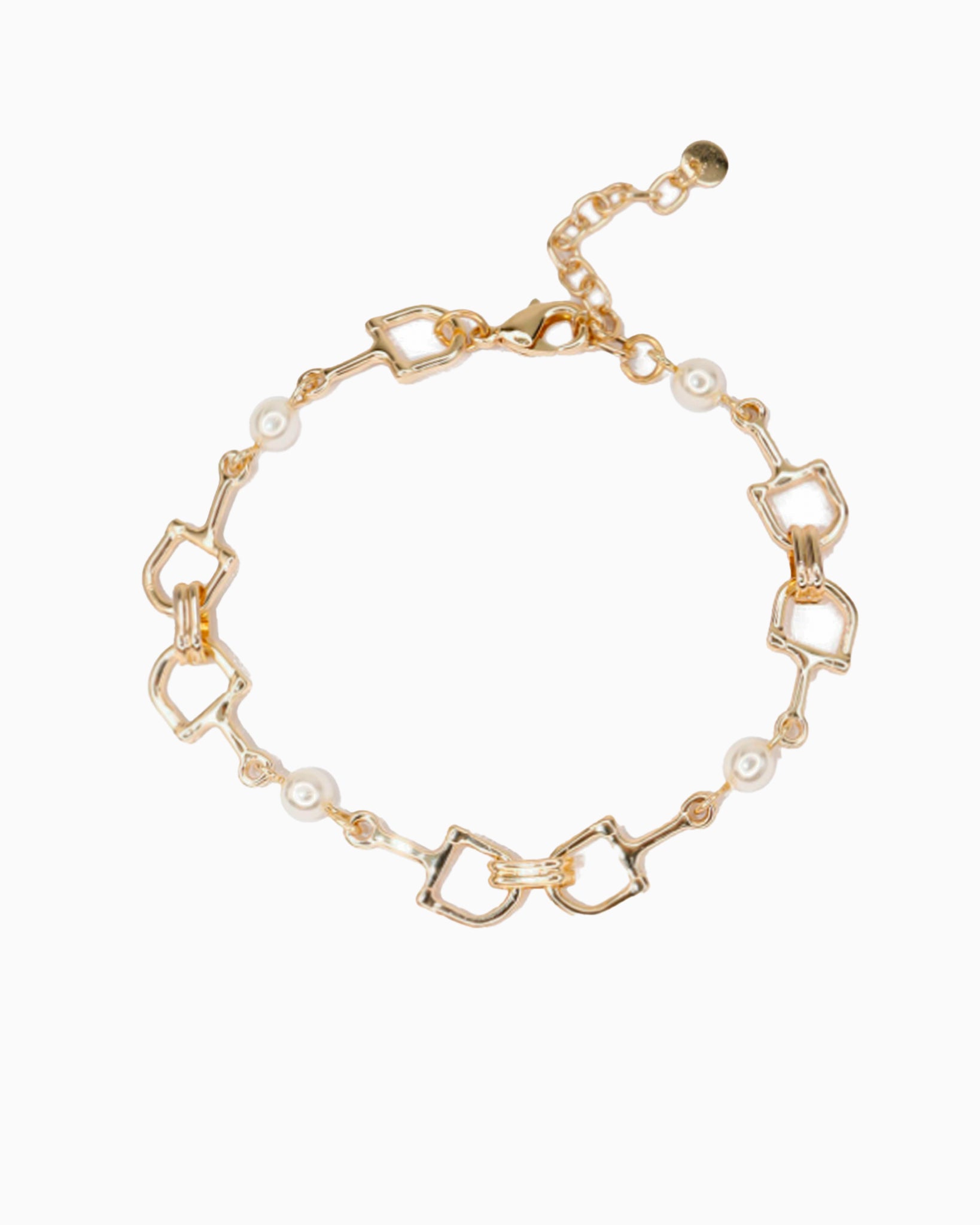 Horsebit and Pearl Station Bracelet