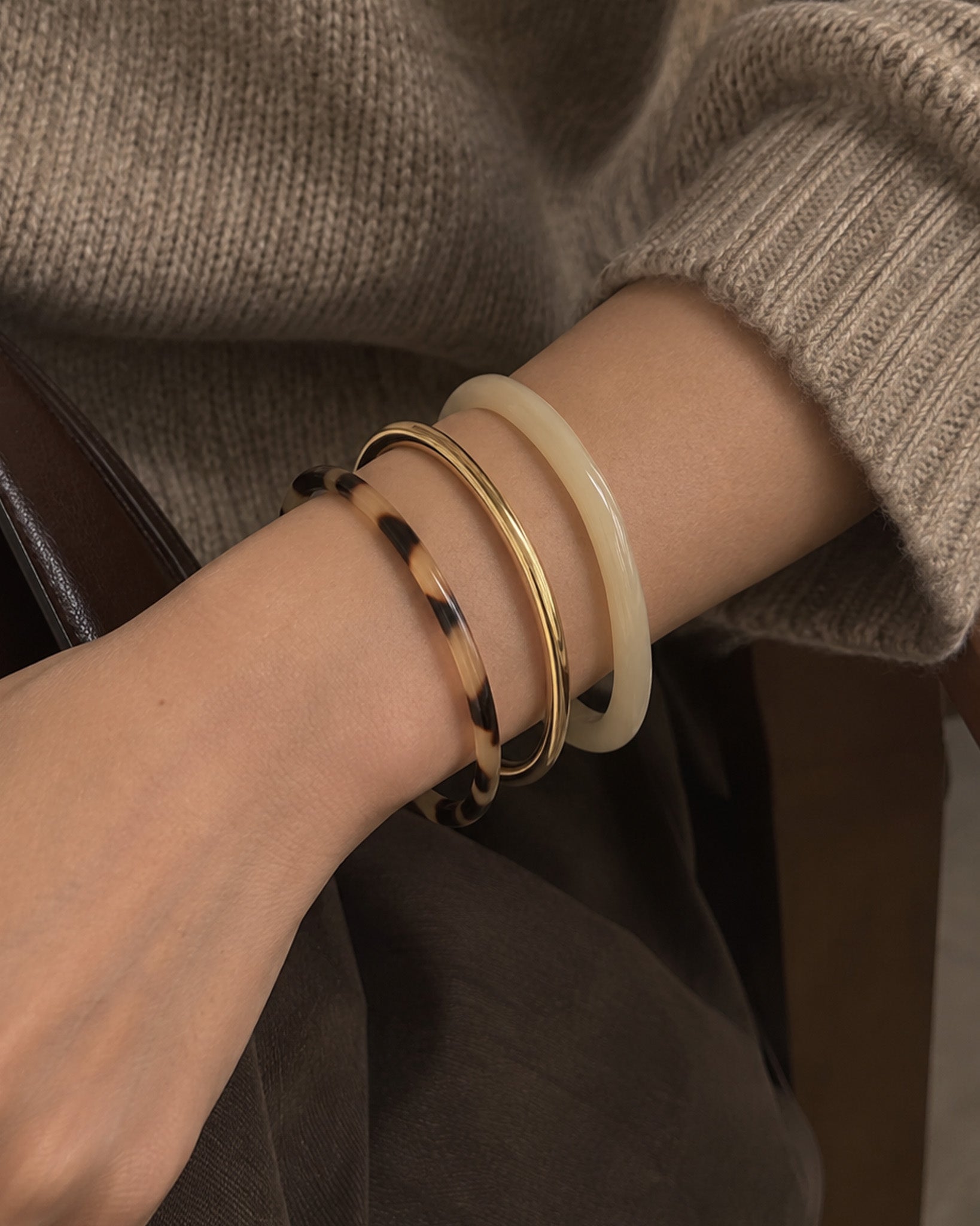 3 Set Leopard Marble Metal Stackable Bangle-2
