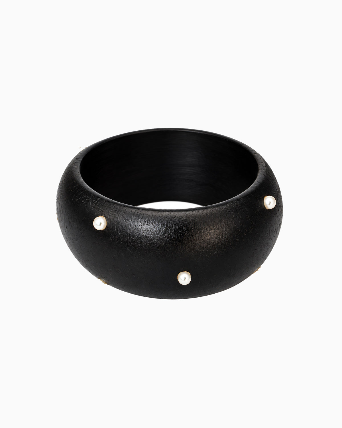 Bold Pearl Studded Wood Bangle Bracelet