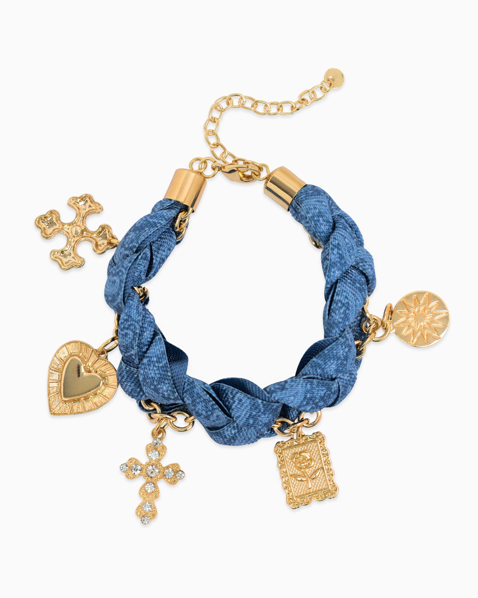 Scarf Paisley Cross Heart Rose Charm Bracelet