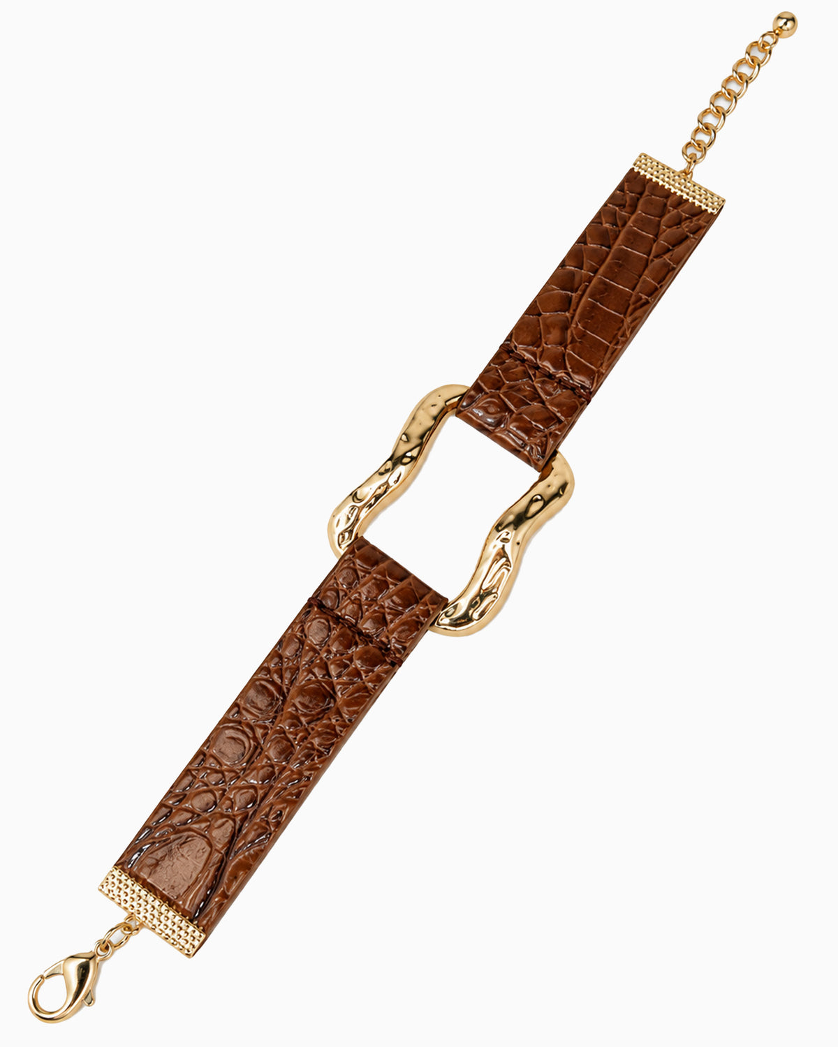 Organic Molten Link Wide Leather Bracelet-3