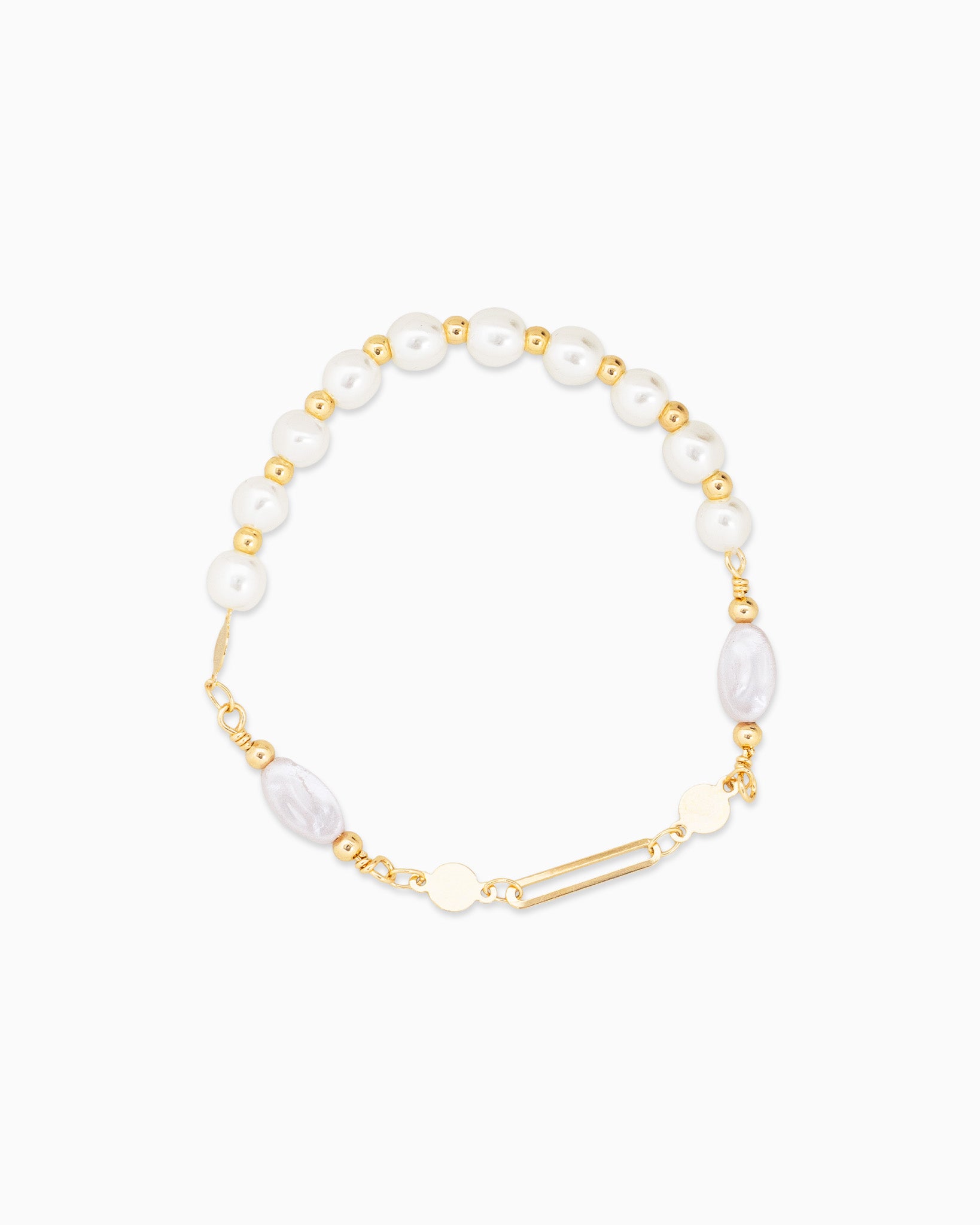 Gold Bead and Pearl Variety Stretch Bracelet Set of 4