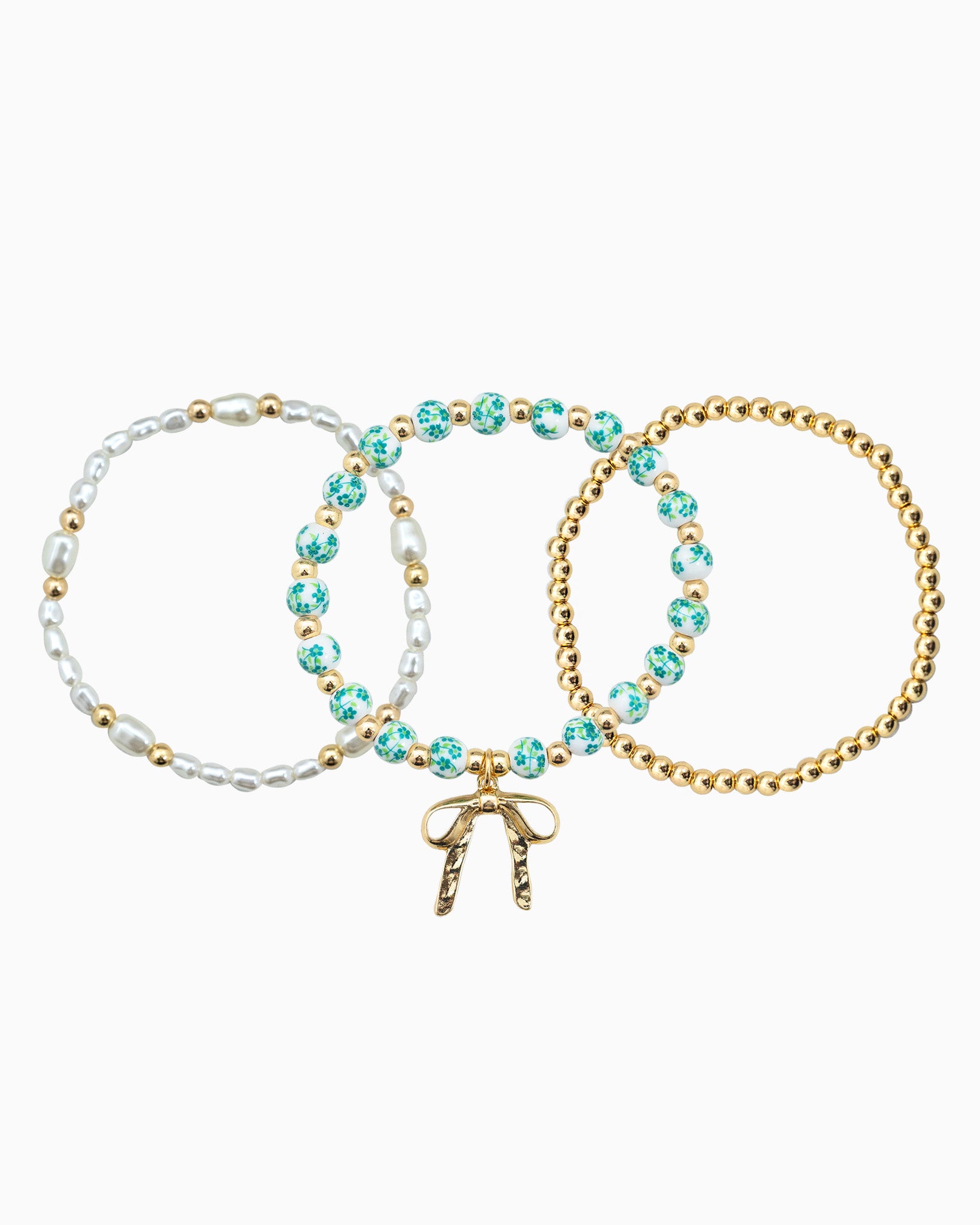 Ceramic Bead Stretch Bracelet Set of 3