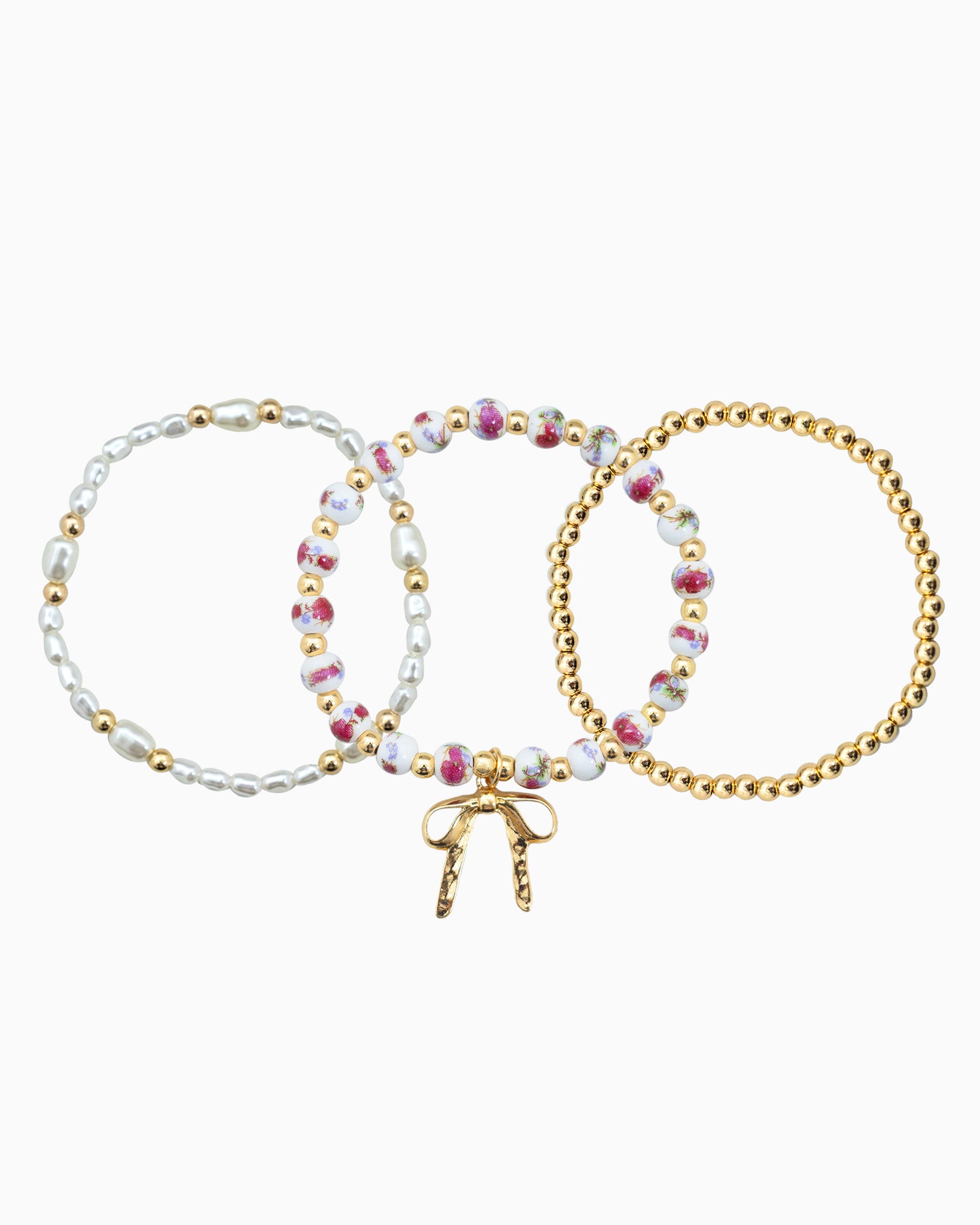 Ceramic Bead Stretch Bracelet Set of 3-2