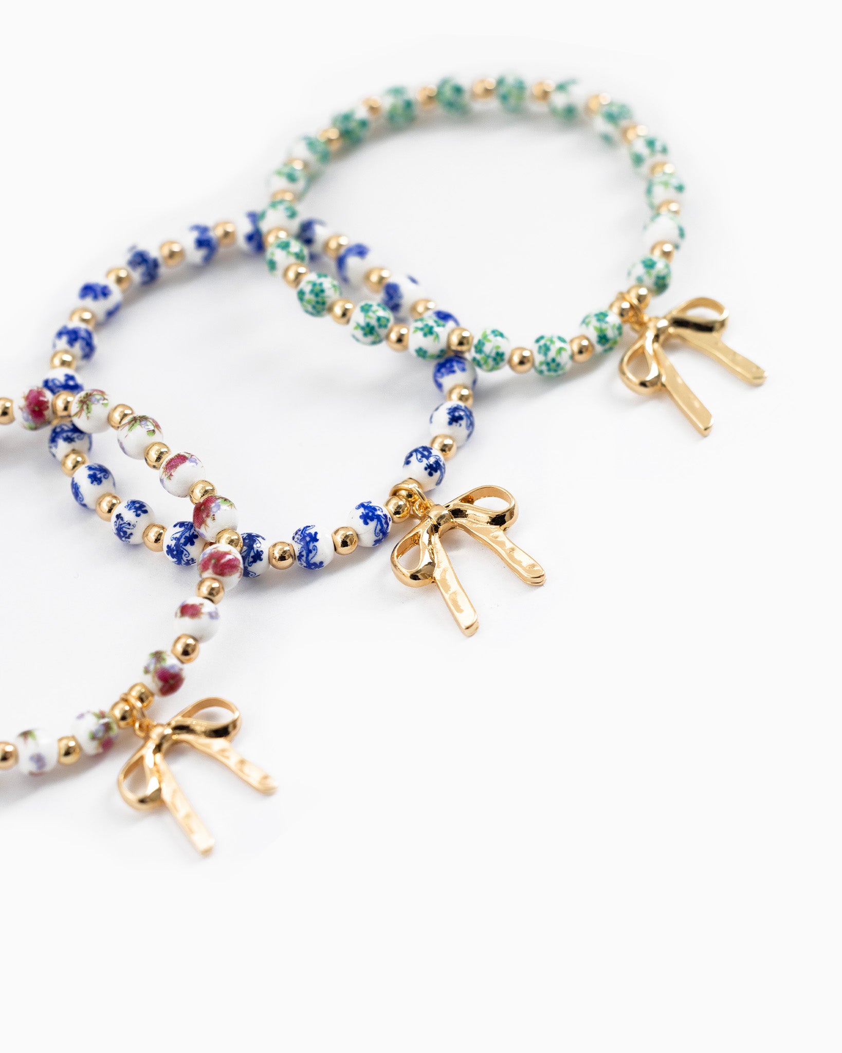 Ceramic Bead Stretch Bracelet Set of 3-7