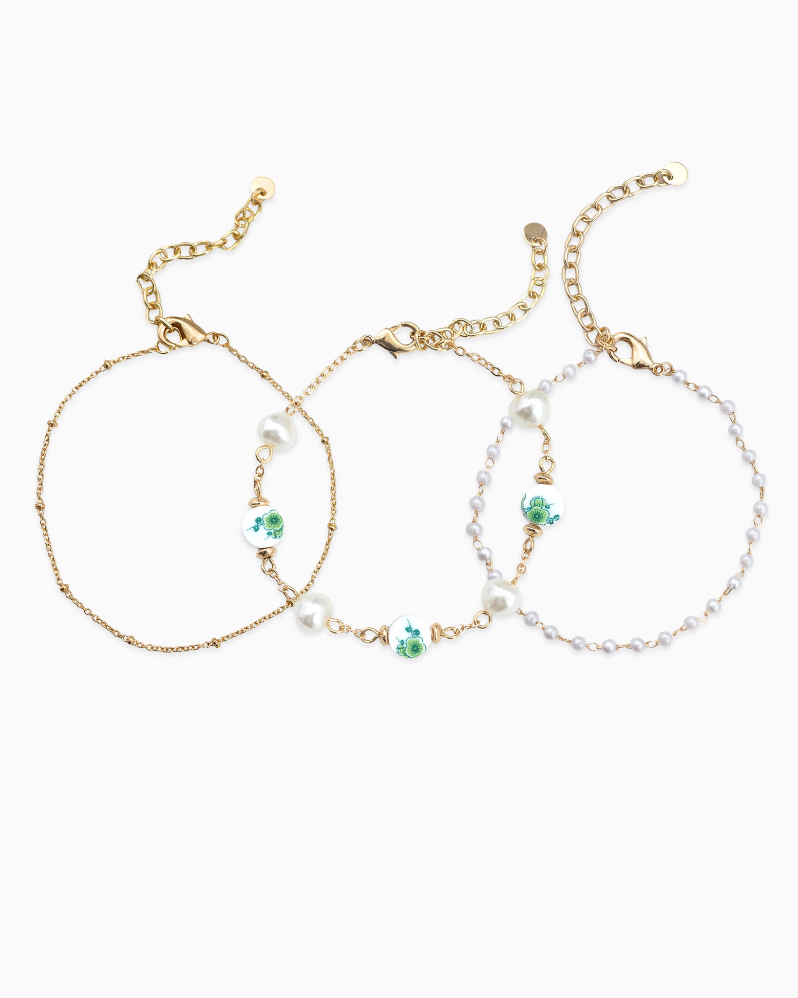 Ceramic and Pearl Bead Mix Bracelet Set