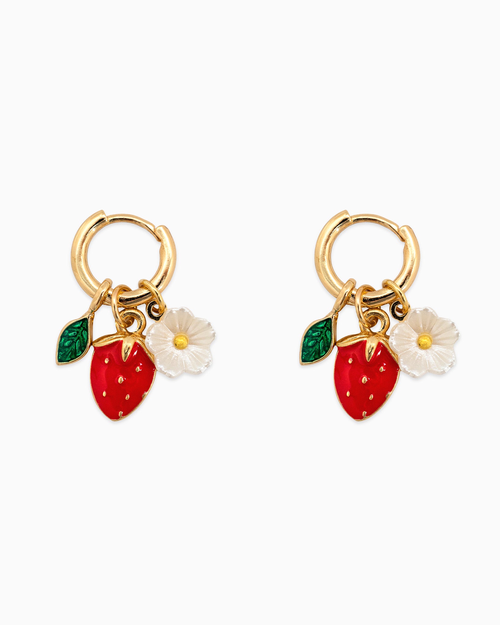 Fruit Strawberry Flower Hoop Earrings