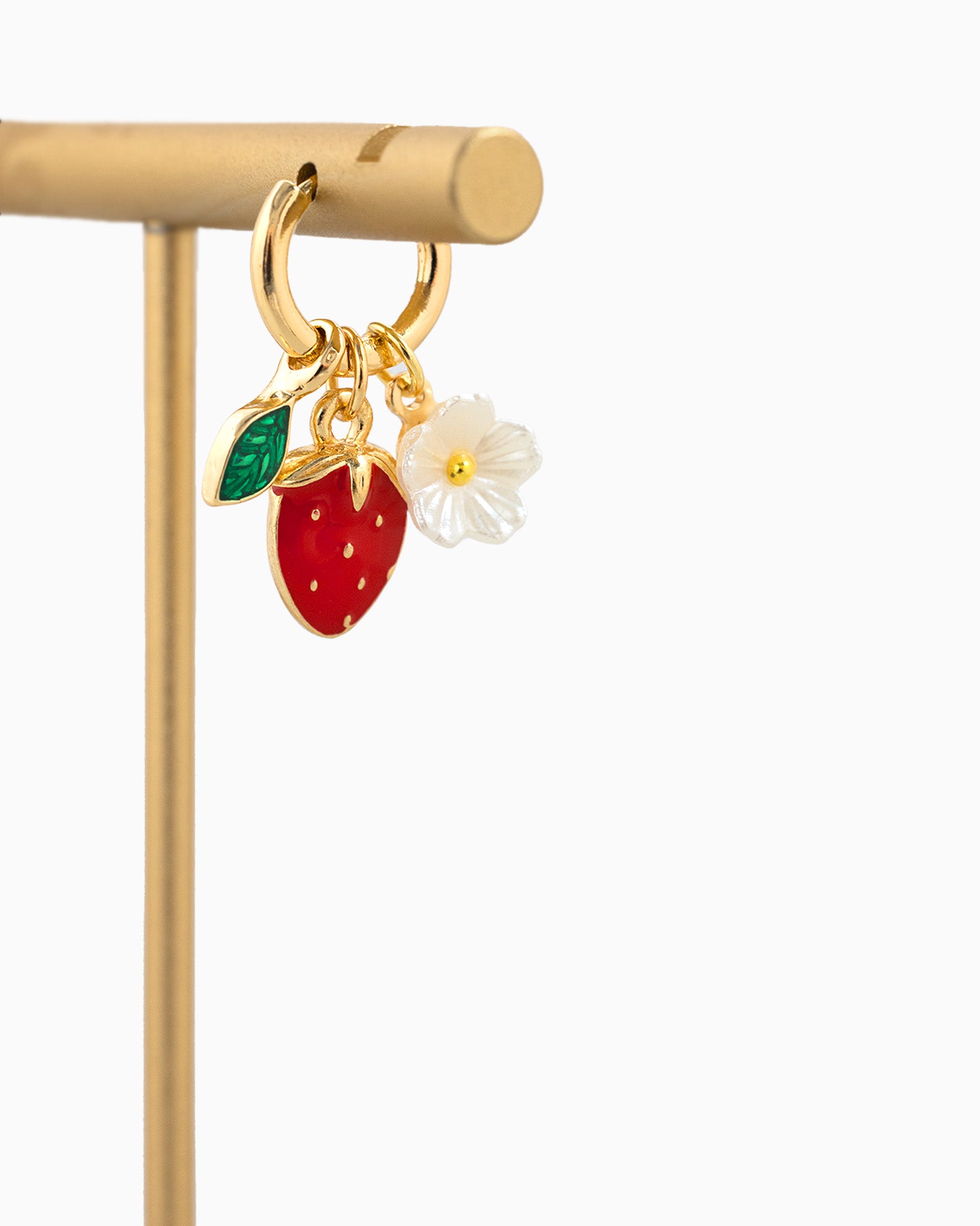 Fruit Strawberry Flower Hoop Earrings