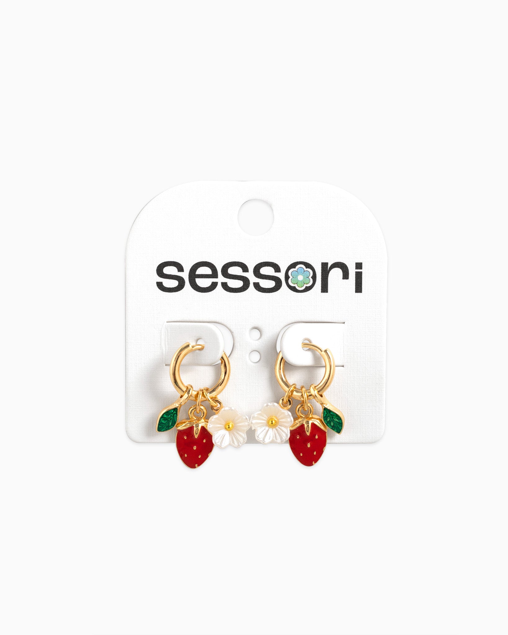 Fruit Strawberry Flower Hoop Earrings