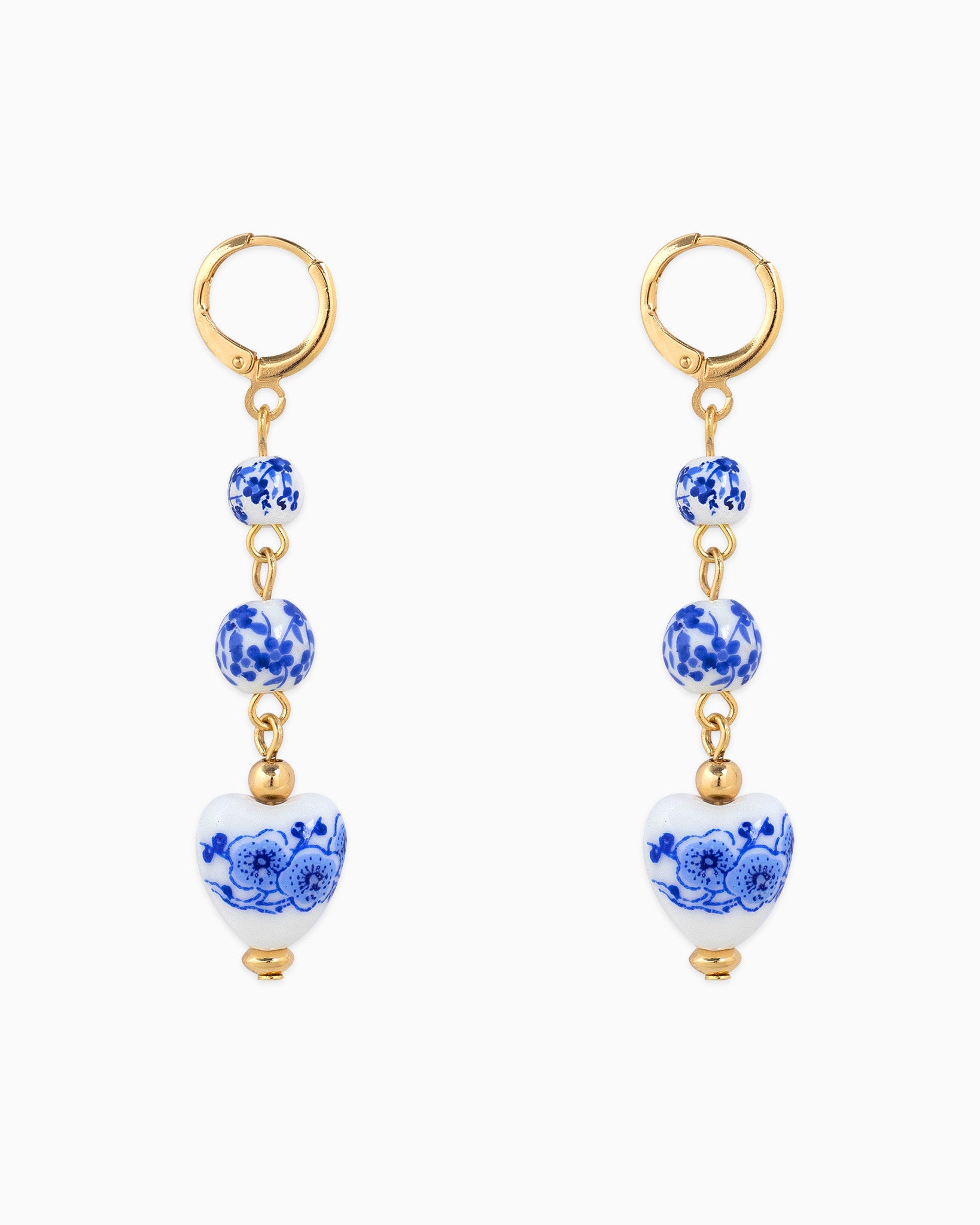 Drop Ceramic Ball Heart Earrings