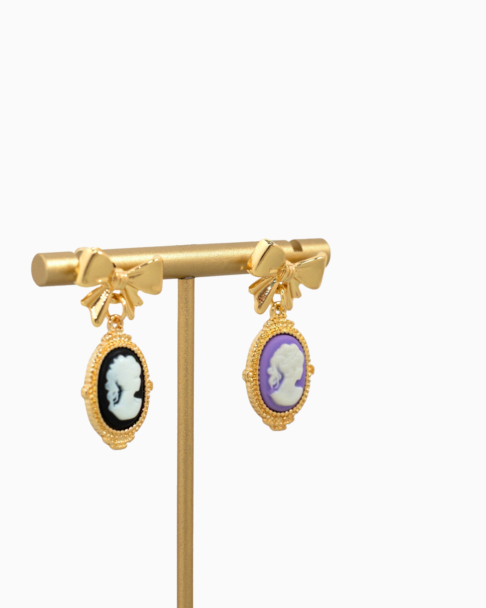 Bow Cameo Drop Earrings