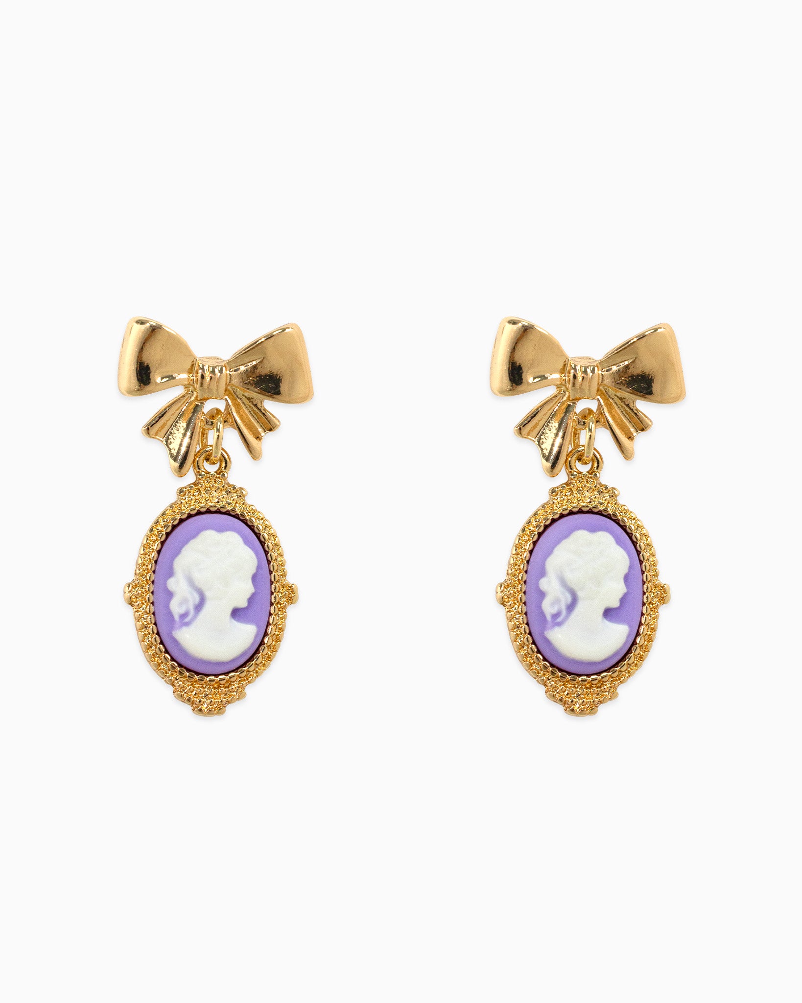Bow Cameo Drop Earrings