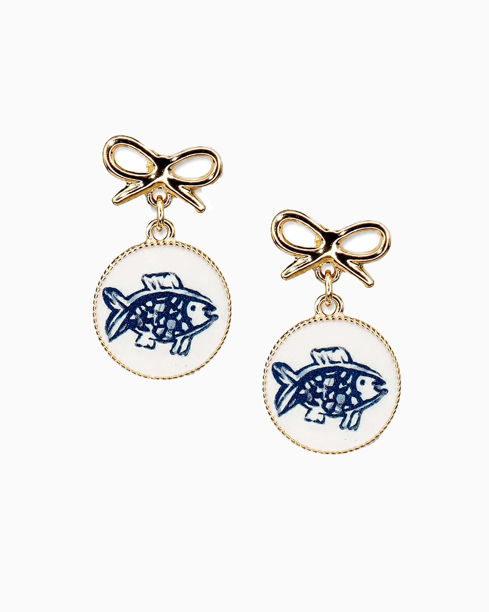 Sealife Blue Fish Bow Drop Earrings-2