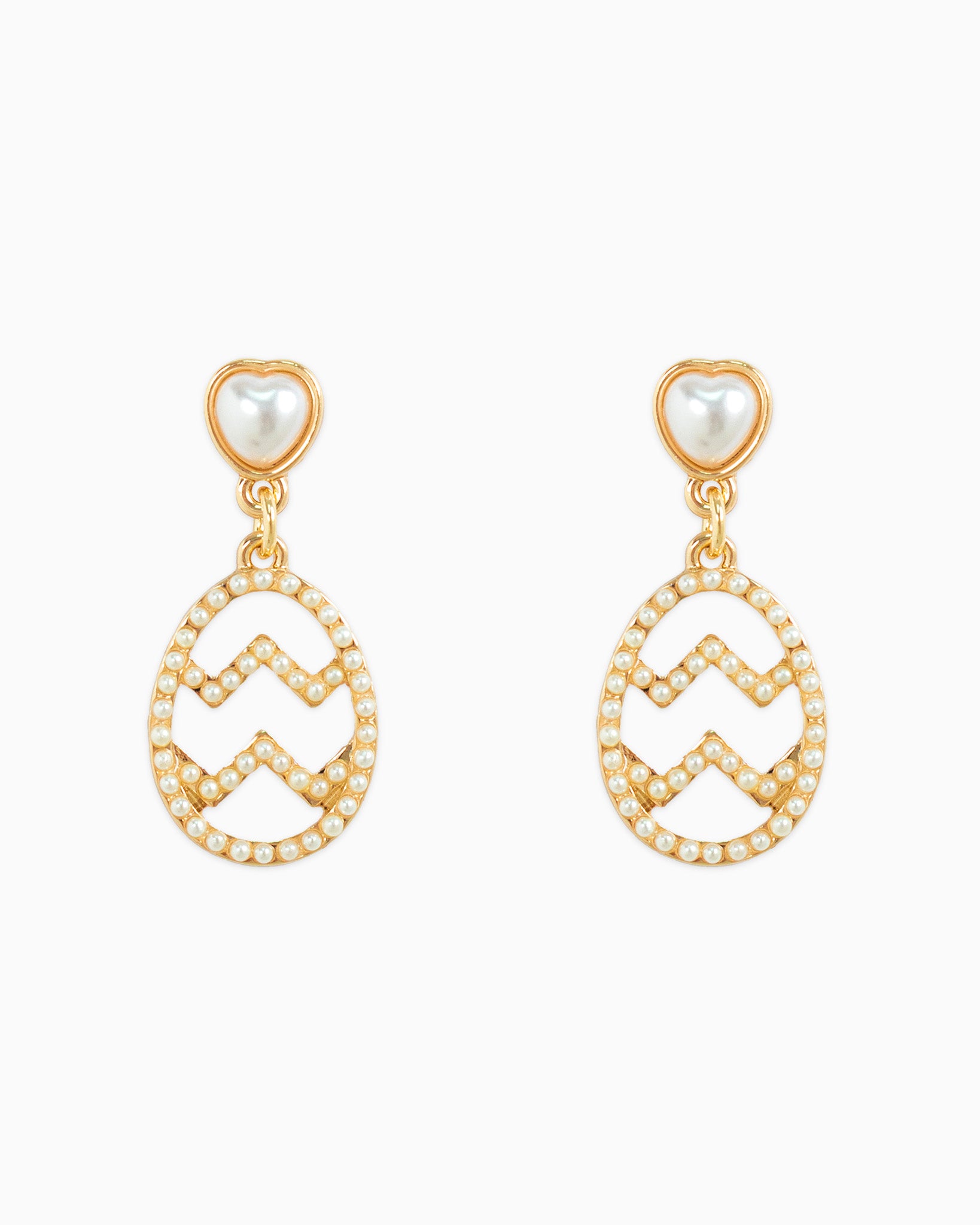 Heart Pave Easter Egg Drop Earrings
