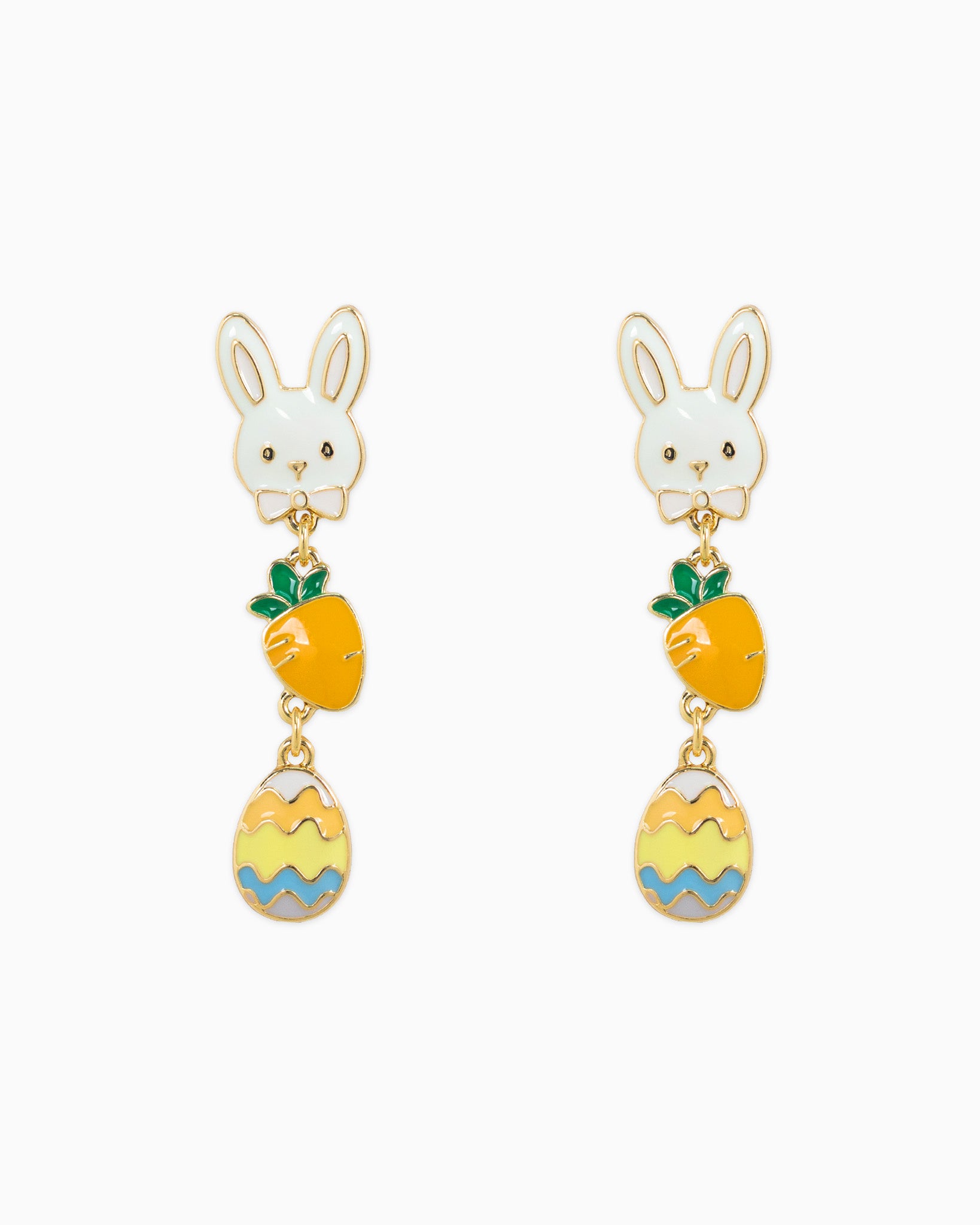 Easter Bunny Carrot Egg Triple Drop Earrings