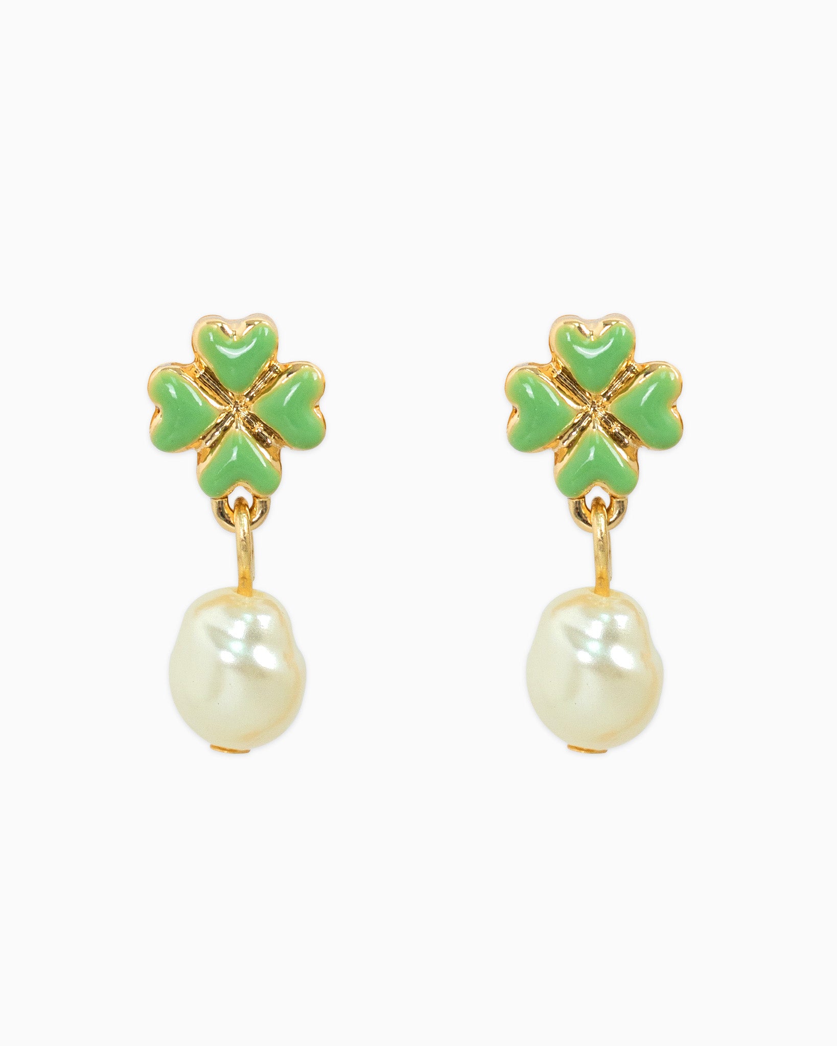 Easter Clover Pearl Drop Earrings