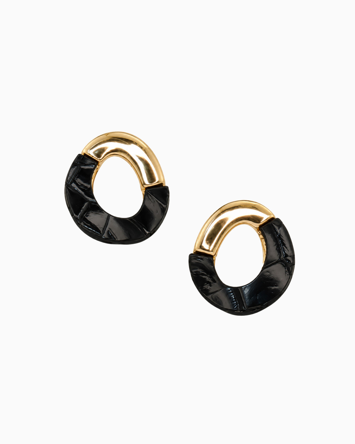 Organic Leather Oval Stud Earrings-1
