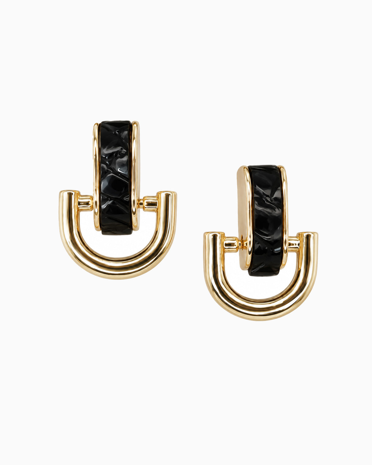 U-Shaped Leather Link Drop Earrings