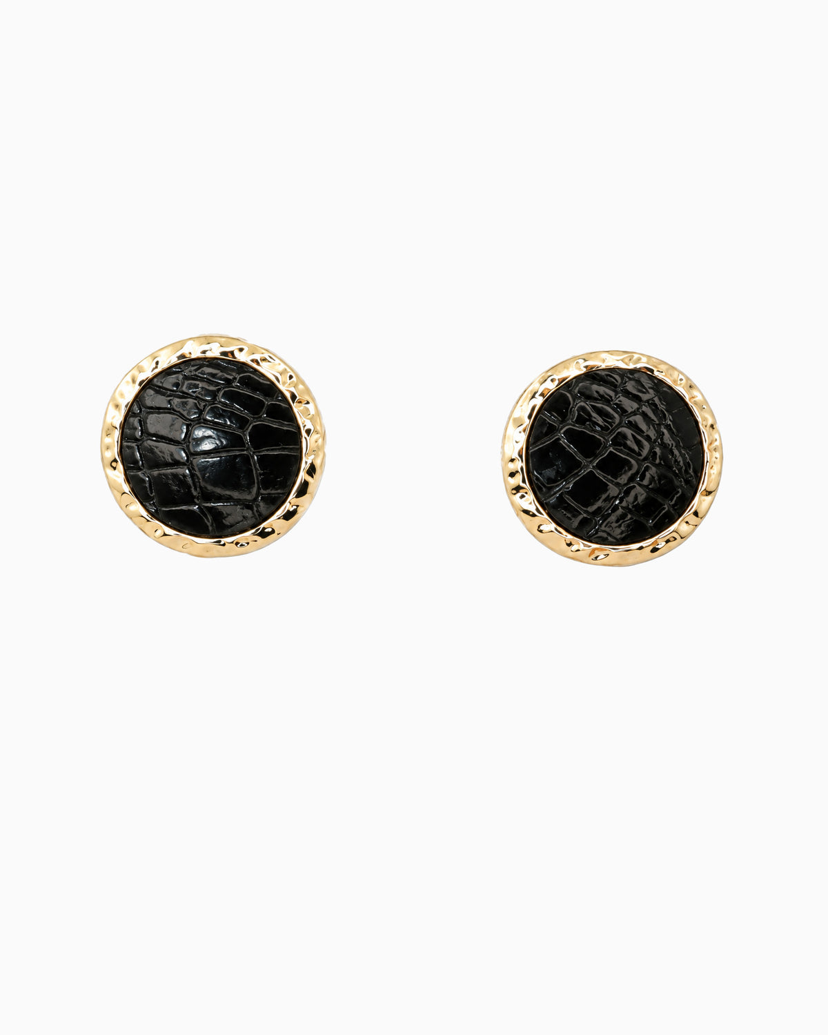 Molten Leather Round Stud Earrings-1