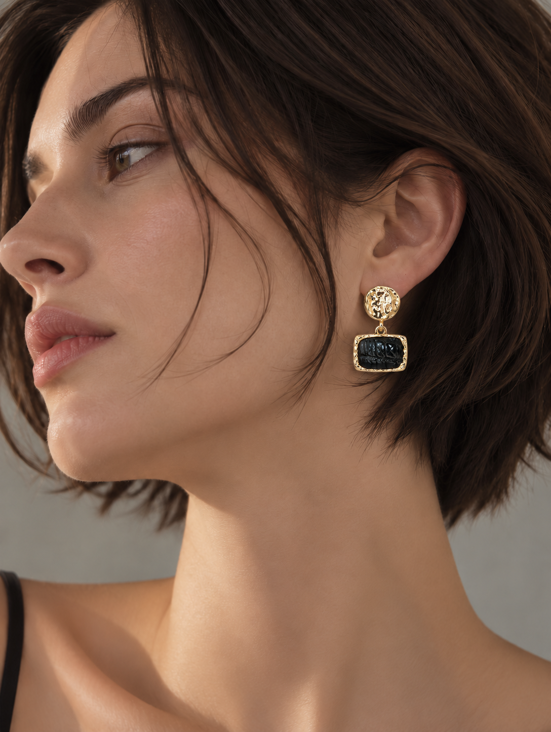 Organic Molten Leather Drop Earrings-3