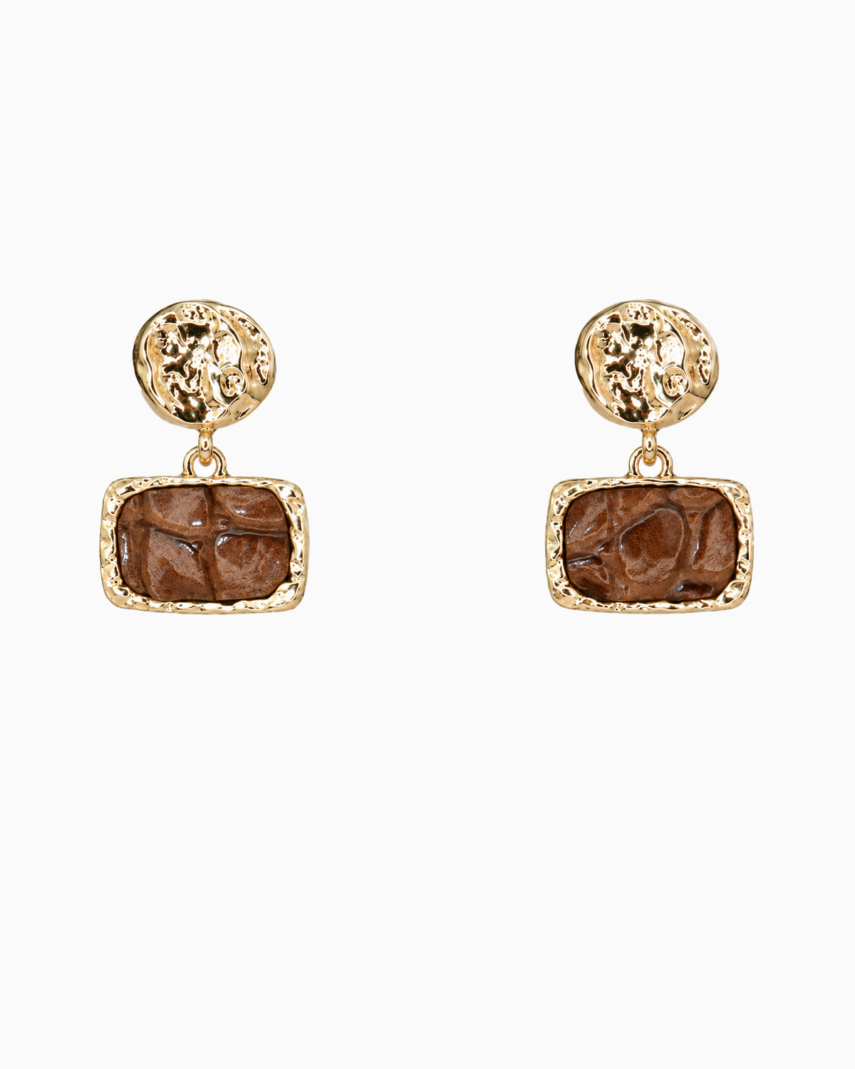 Organic Molten Leather Drop Earrings