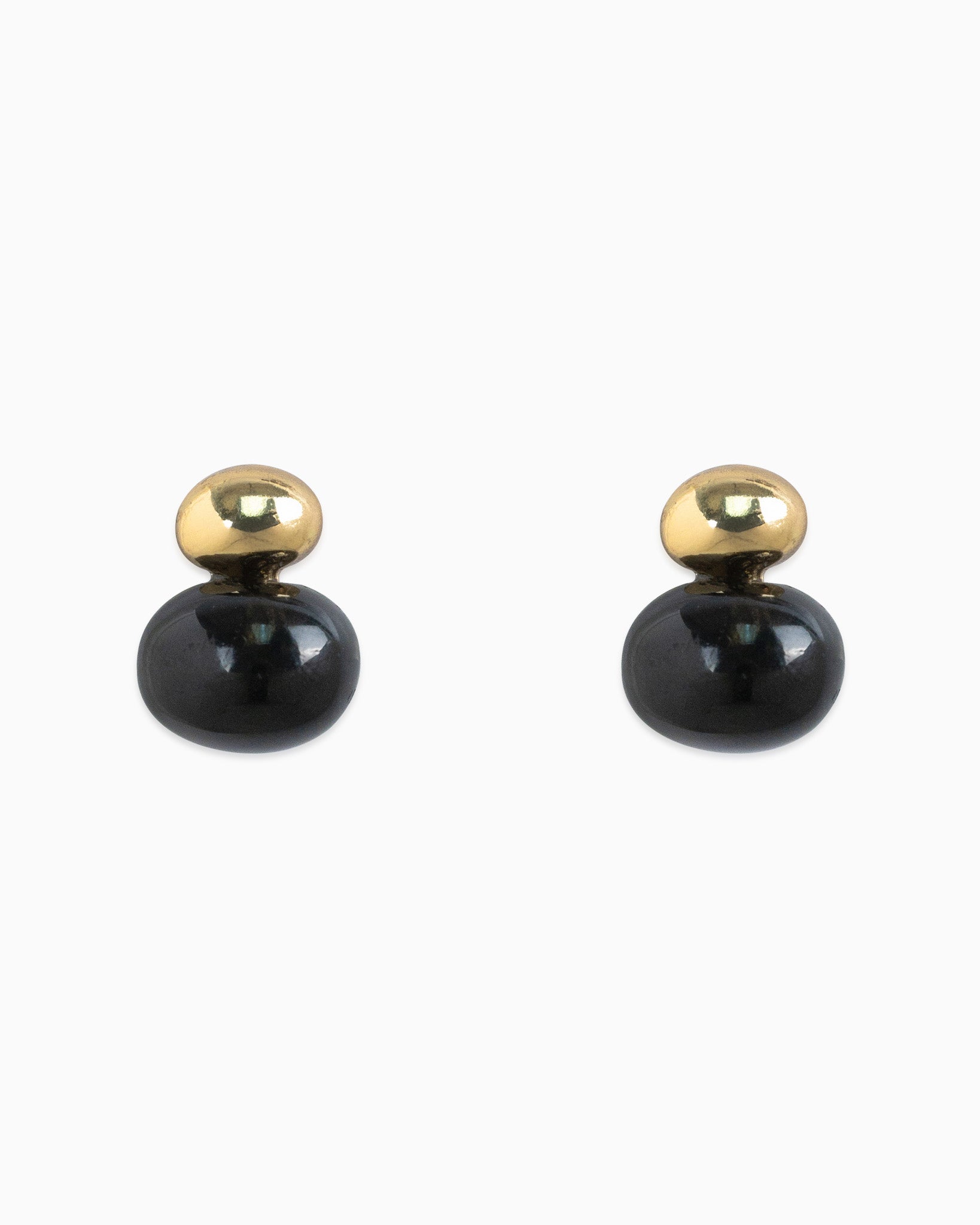 Double Oval Marble Stone Stud Earrins