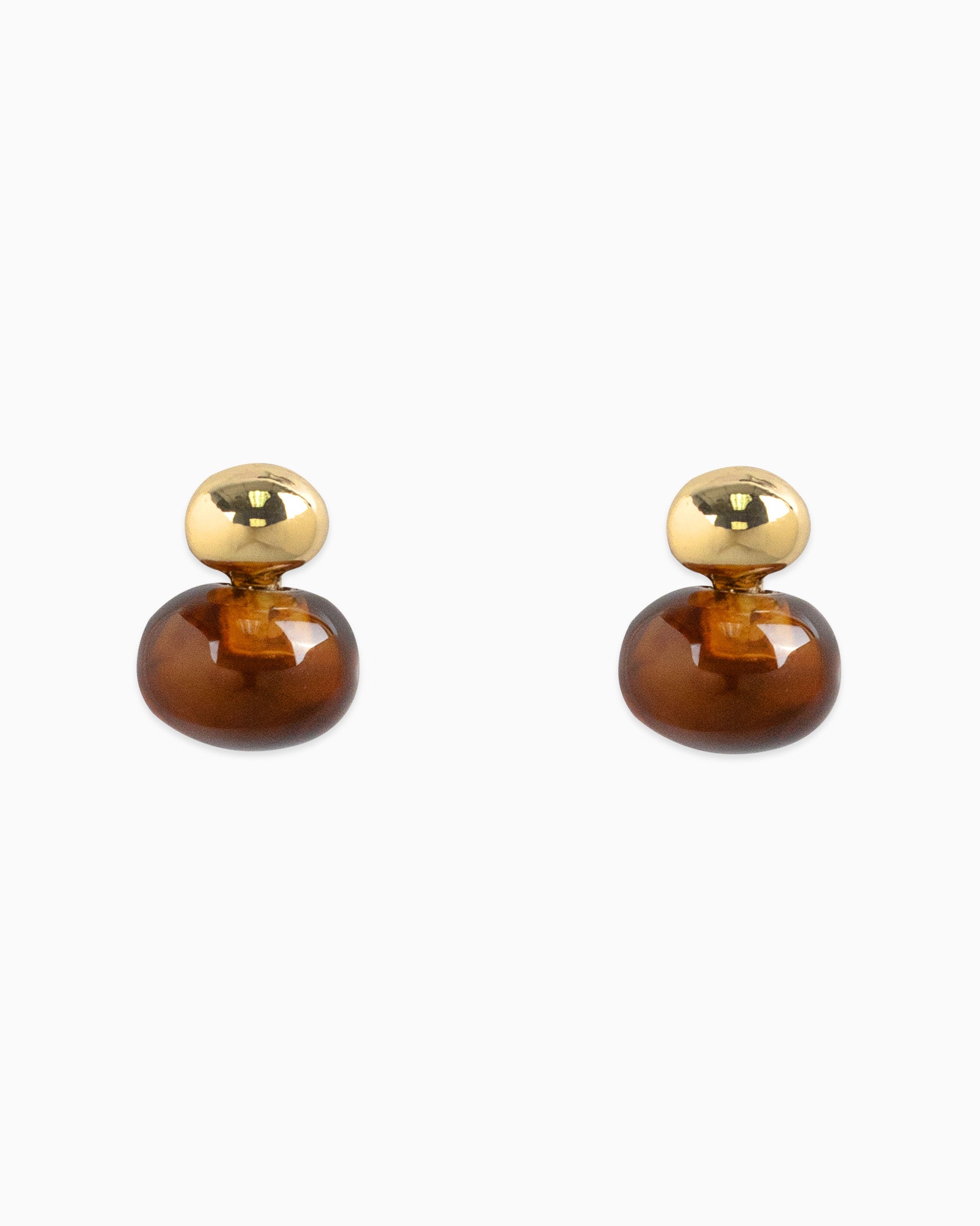 Double Oval Marble Stone Stud Earrins