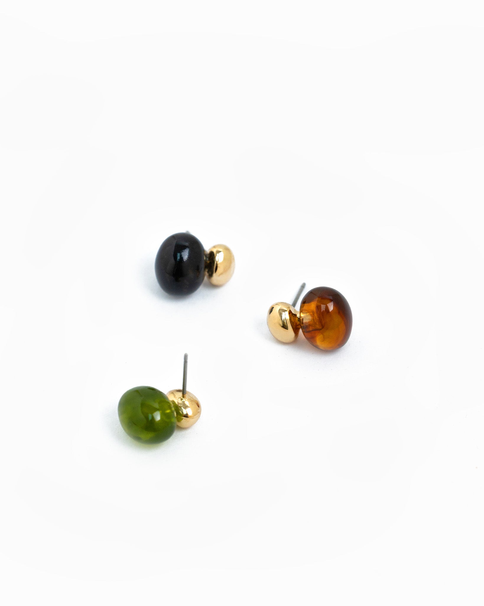 Double Oval Marble Stone Stud Earrings-4