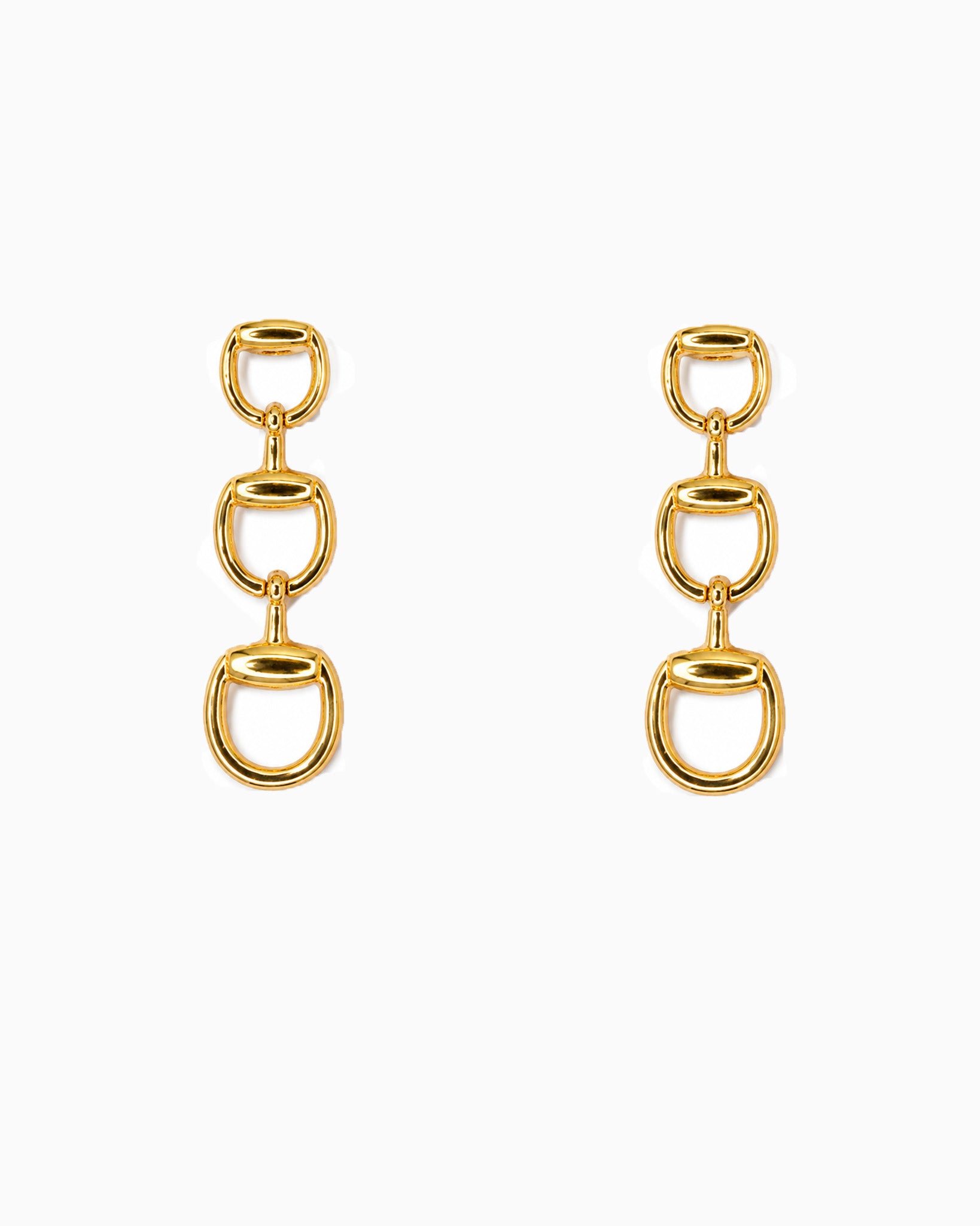 Triple Horsebit Link Drop Earrings-1