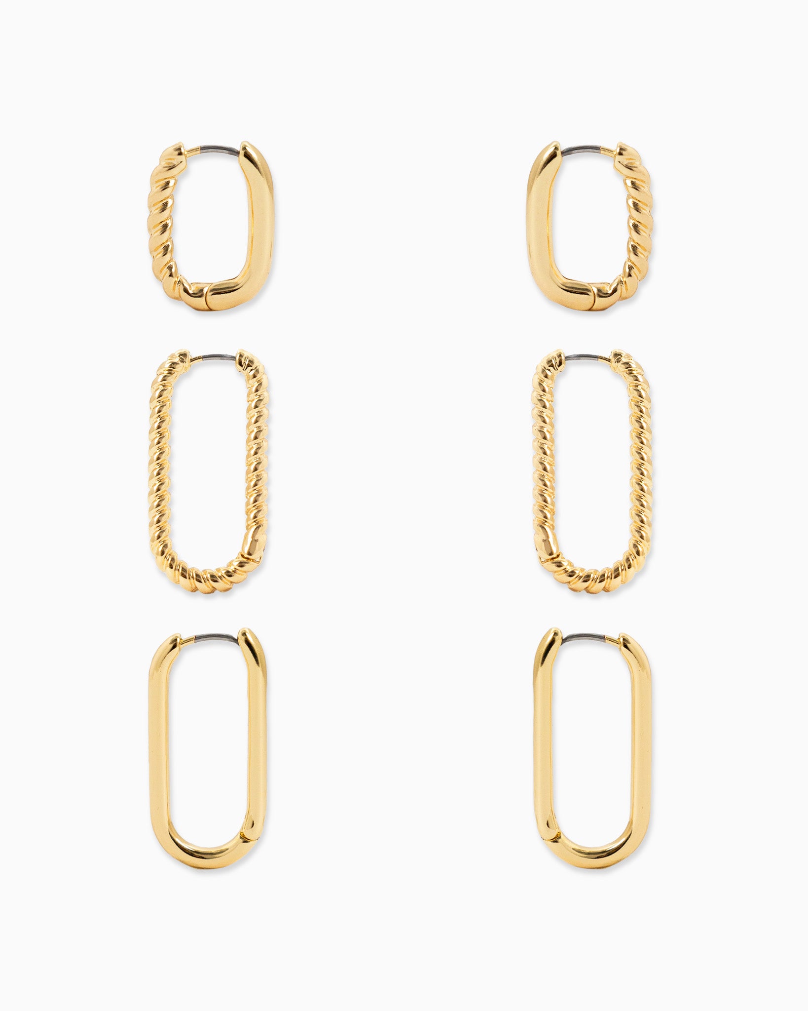 Long U-hoop Variety Earring Set of 3