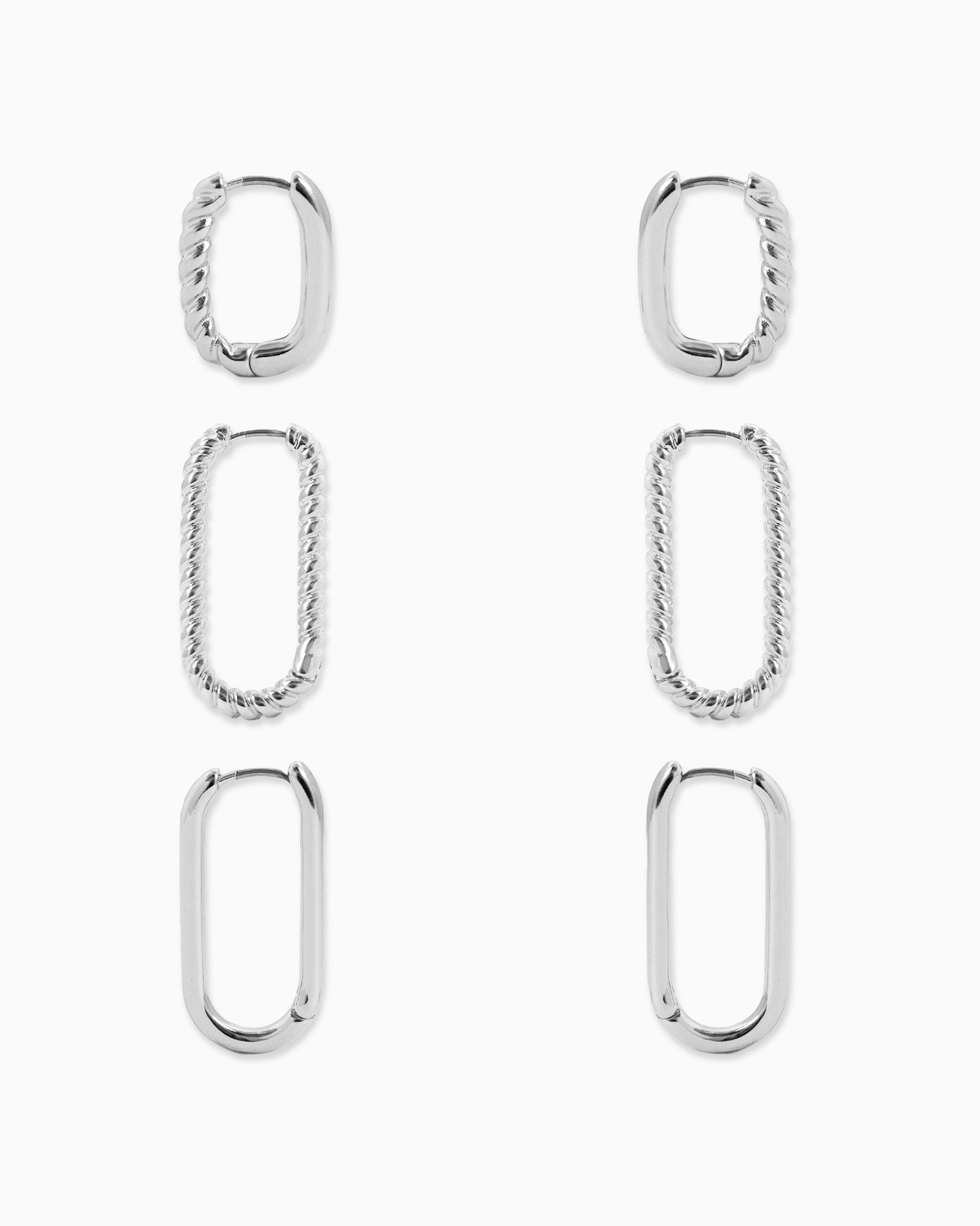 Long U-hoop Variety Earring Set of 3