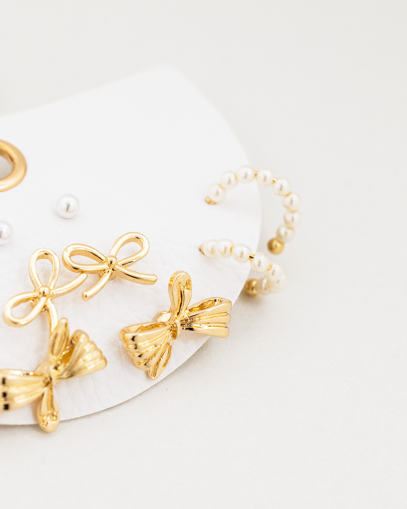 Bow Variety and Pearl Earring Set of 5