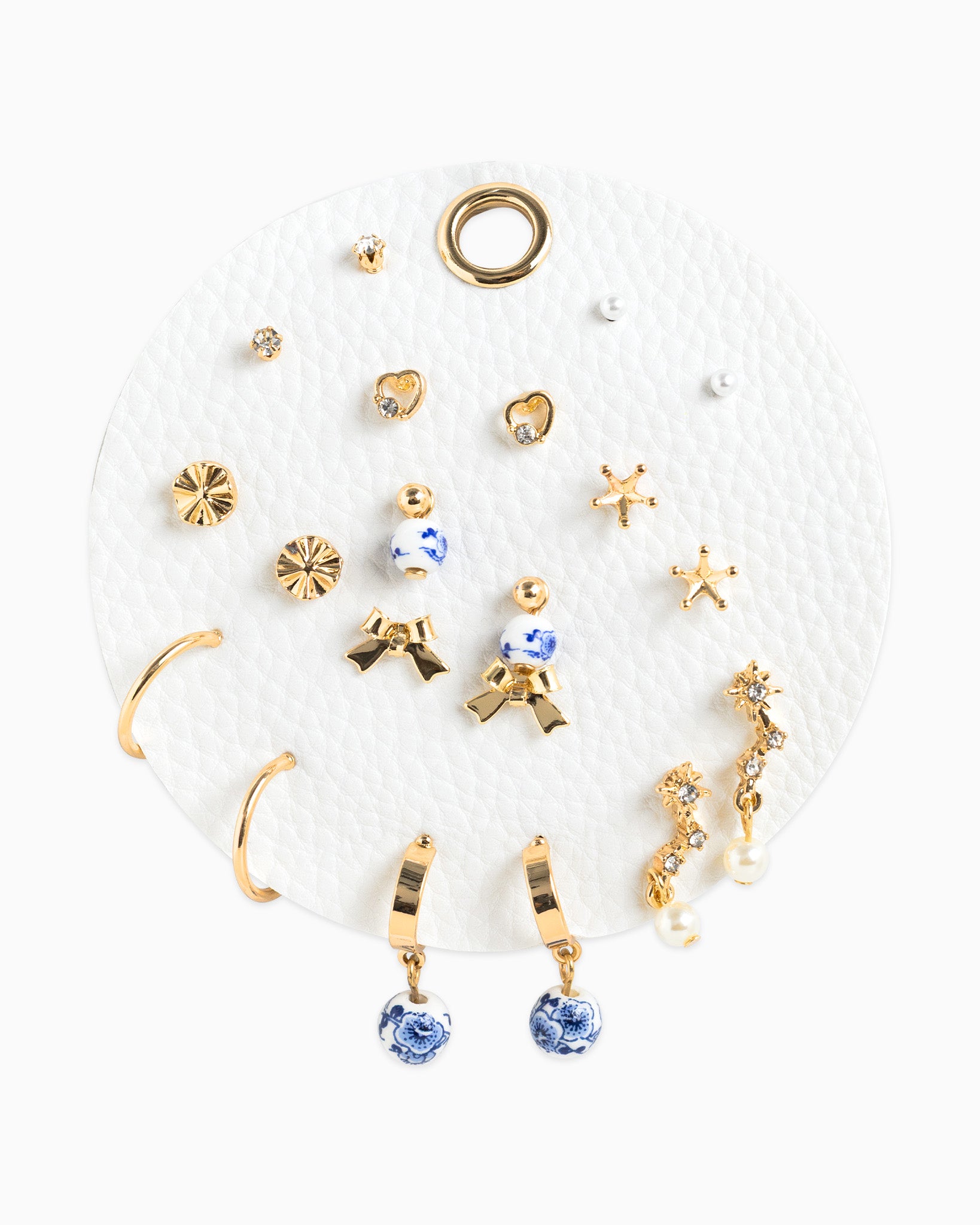 Ceramic Bead and Bow Earrings Set