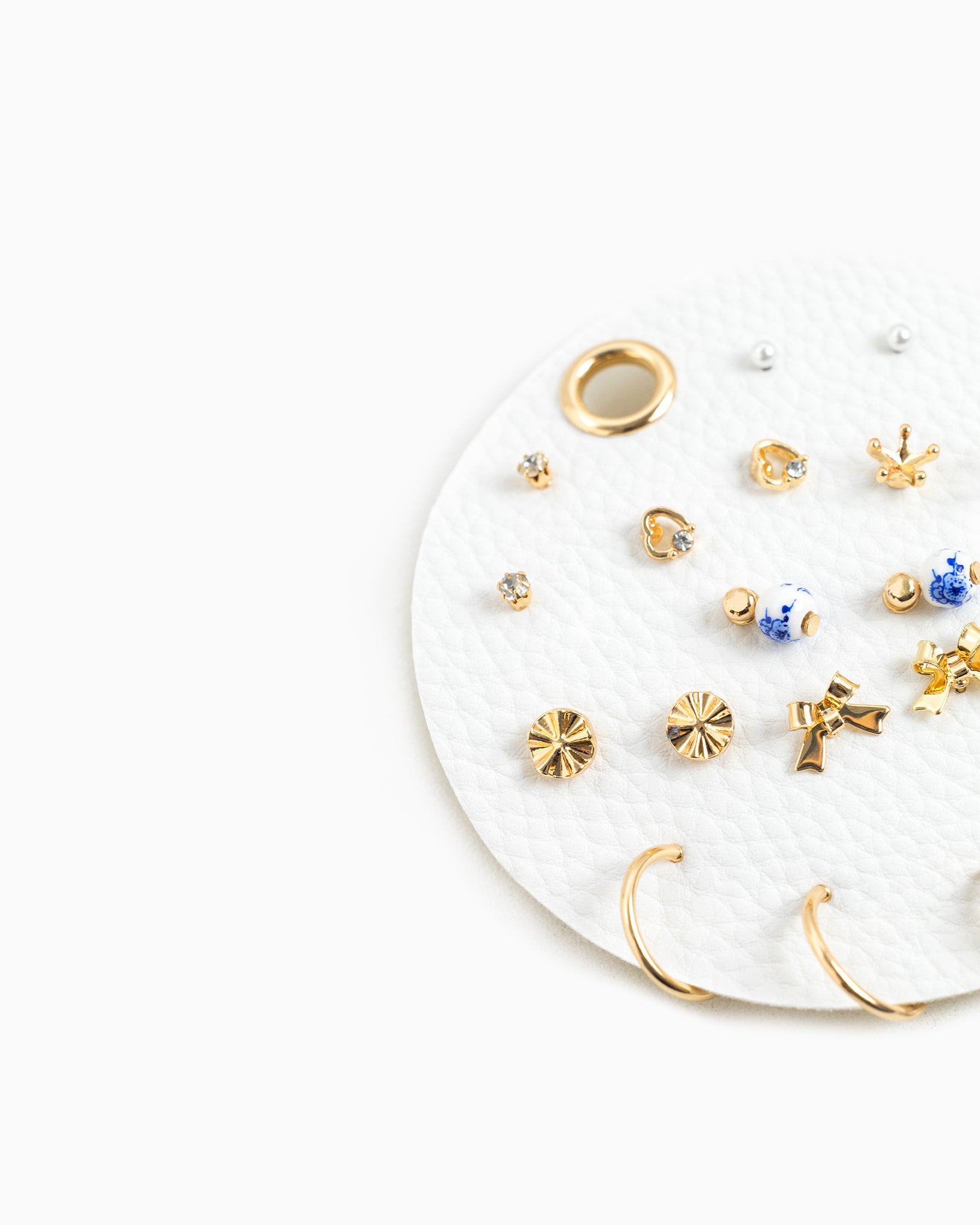 Ceramic Bead and Bow Earrings Set