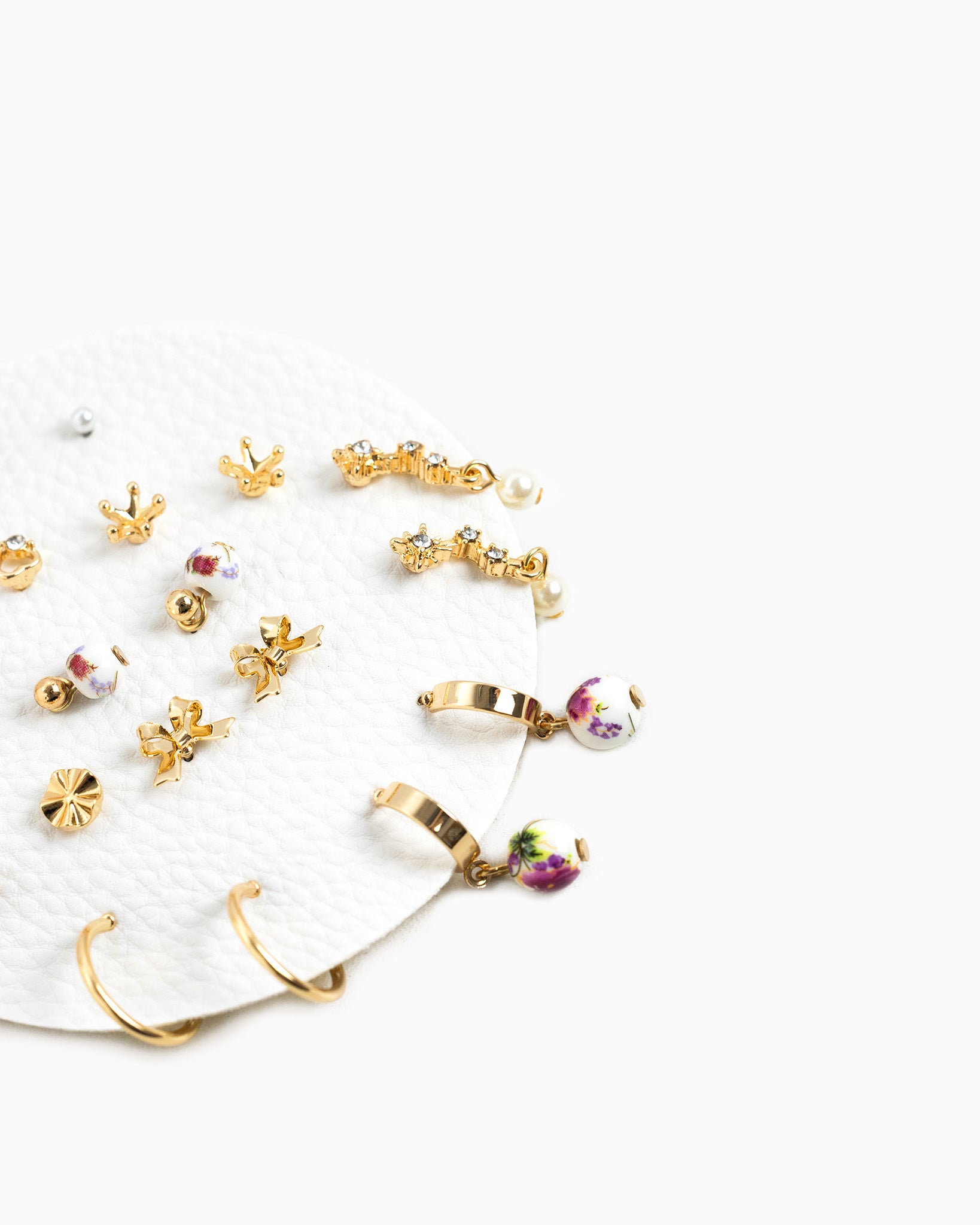 Ceramic Bead and Bow Earrings Set