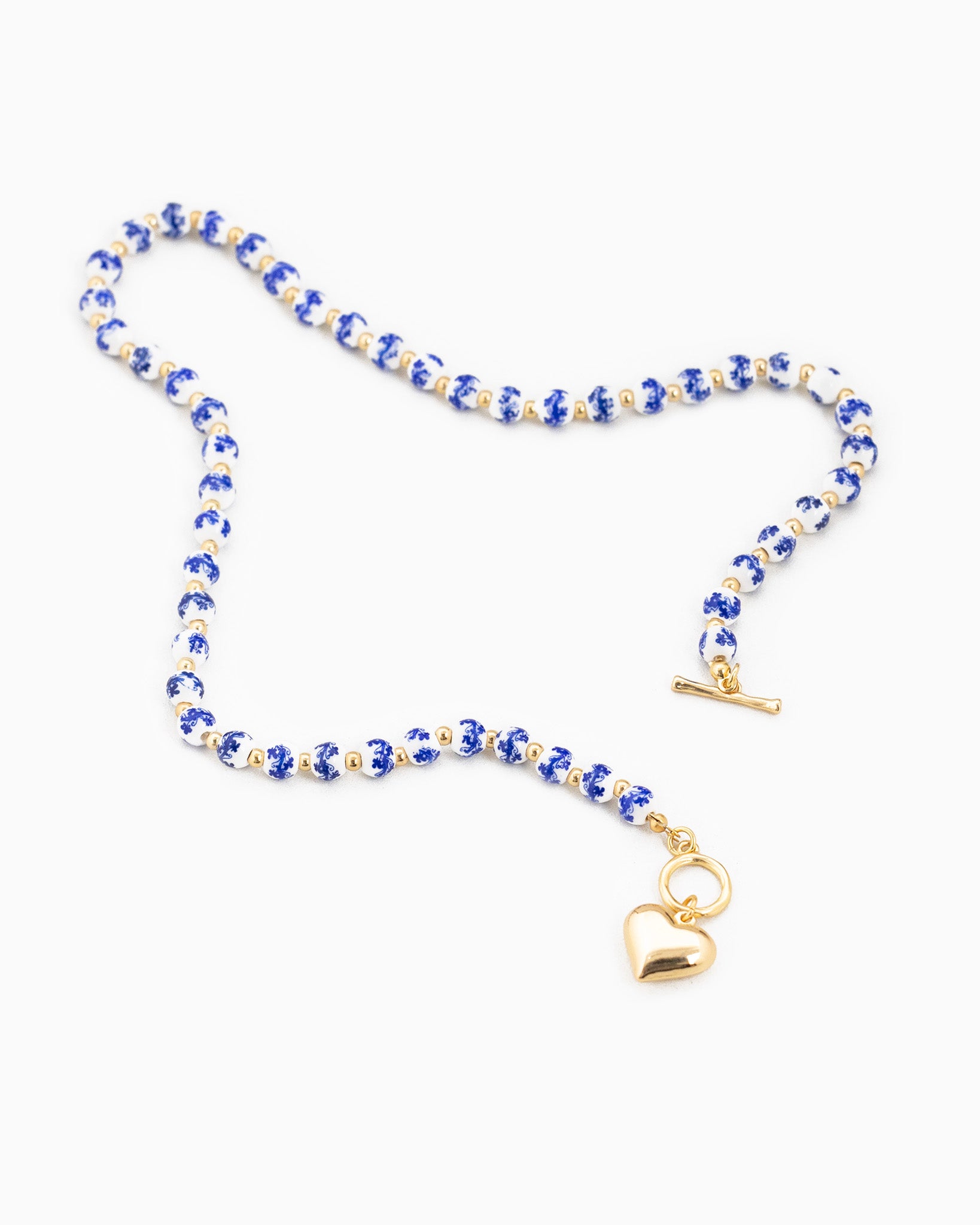 Ceramic Bead Puffy Heart Toggle Necklace