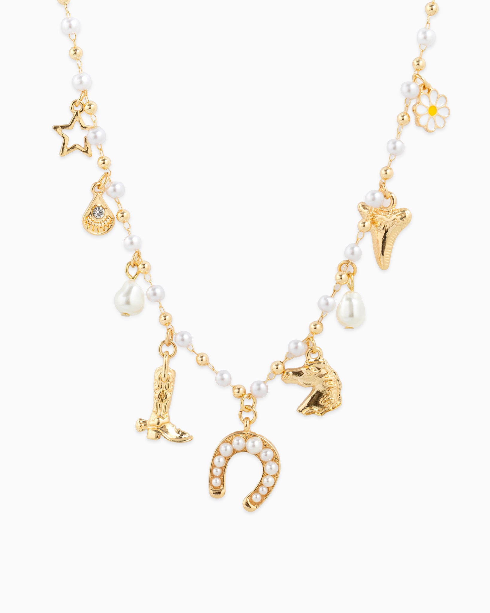Western Icon Pearl Mix Chain Charm Necklace