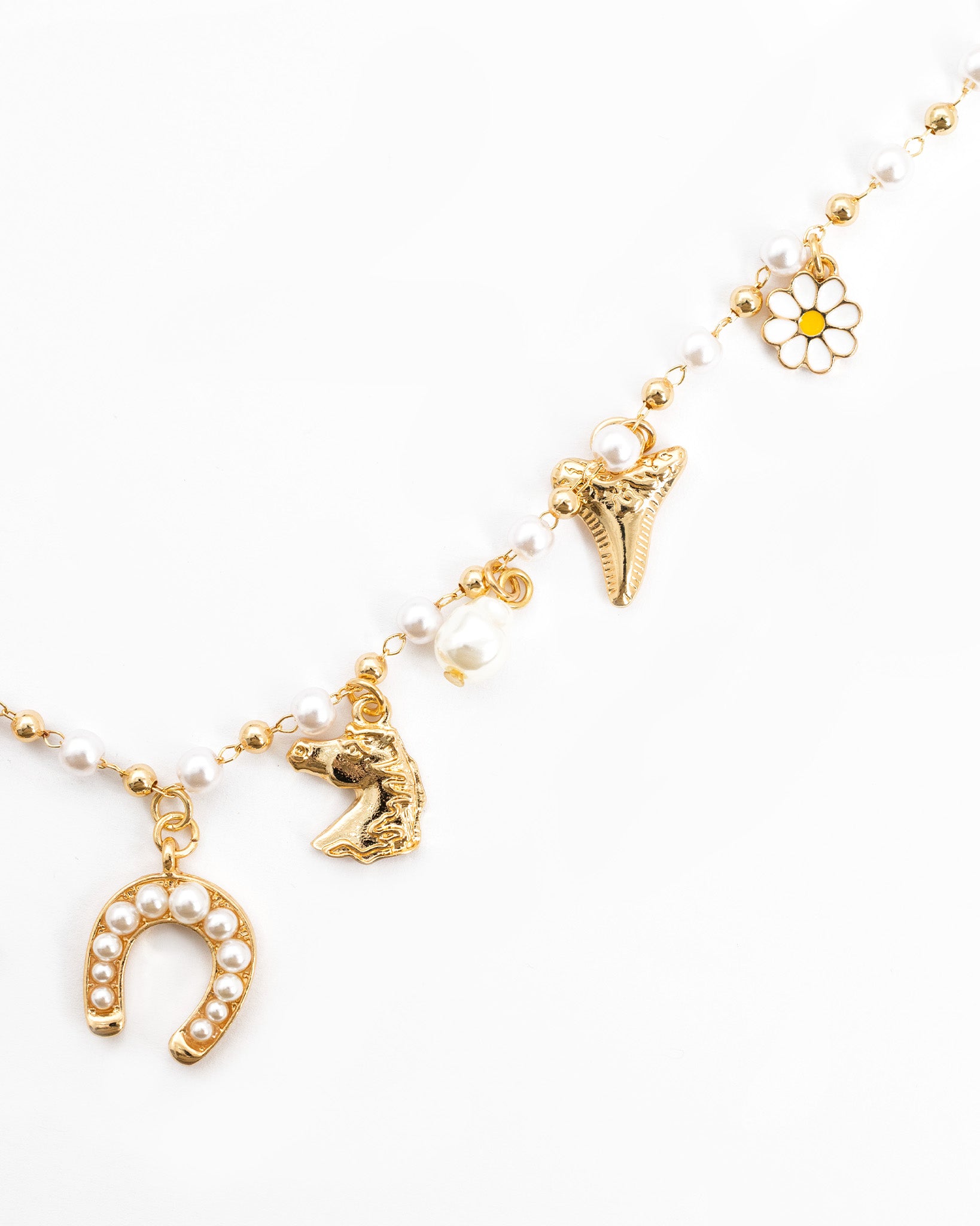 Western Icon Pearl Mix Chain Charm Necklace-3