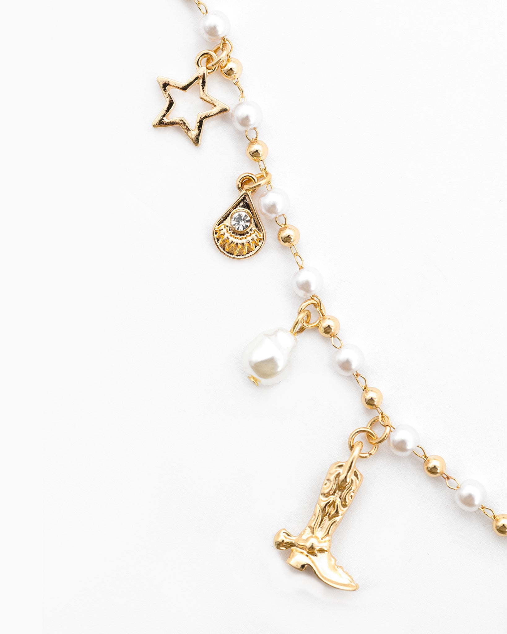 Western Icon Pearl Mix Chain Charm Necklace-4