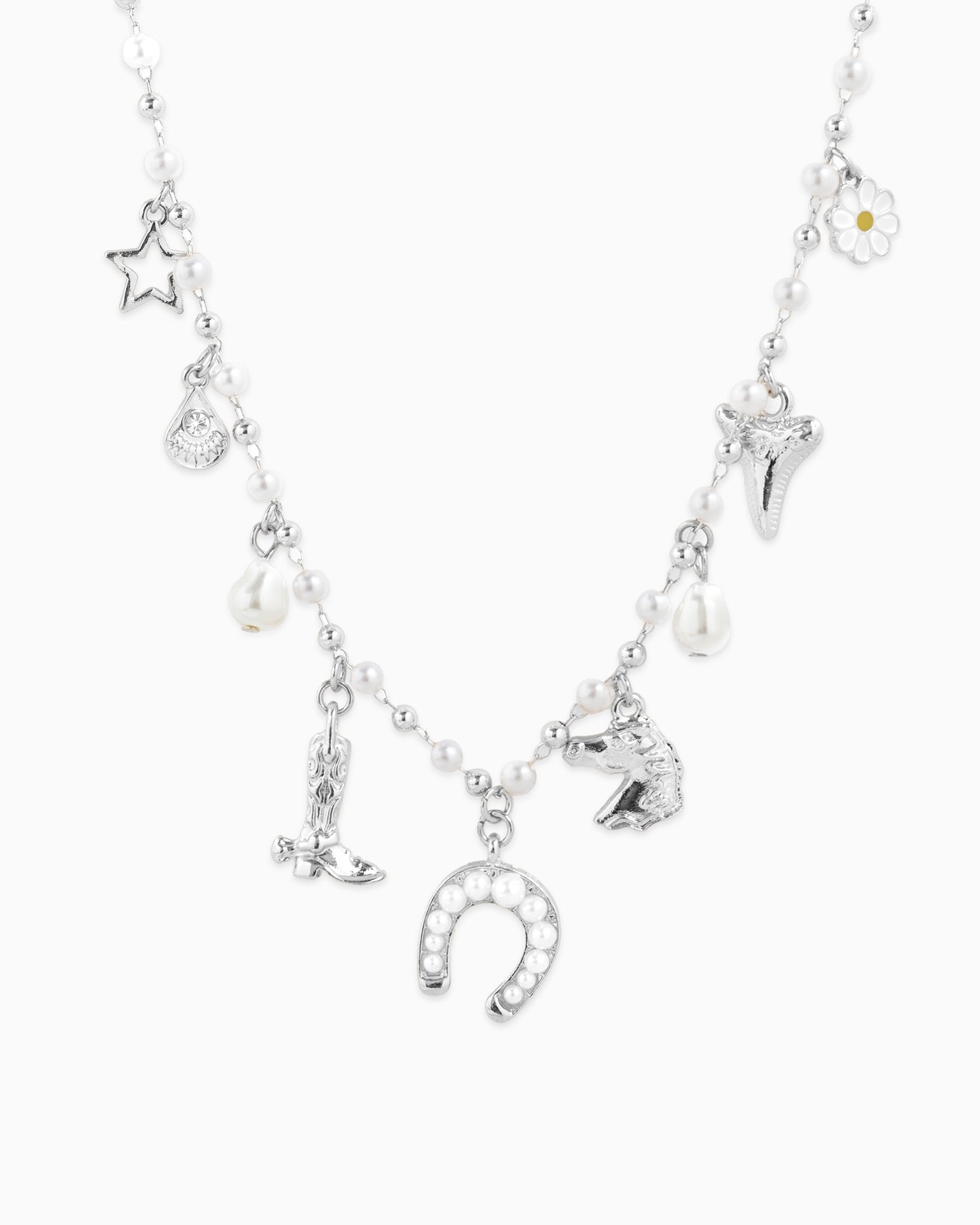 Western Icon Pearl Mix Chain Charm Necklace-2