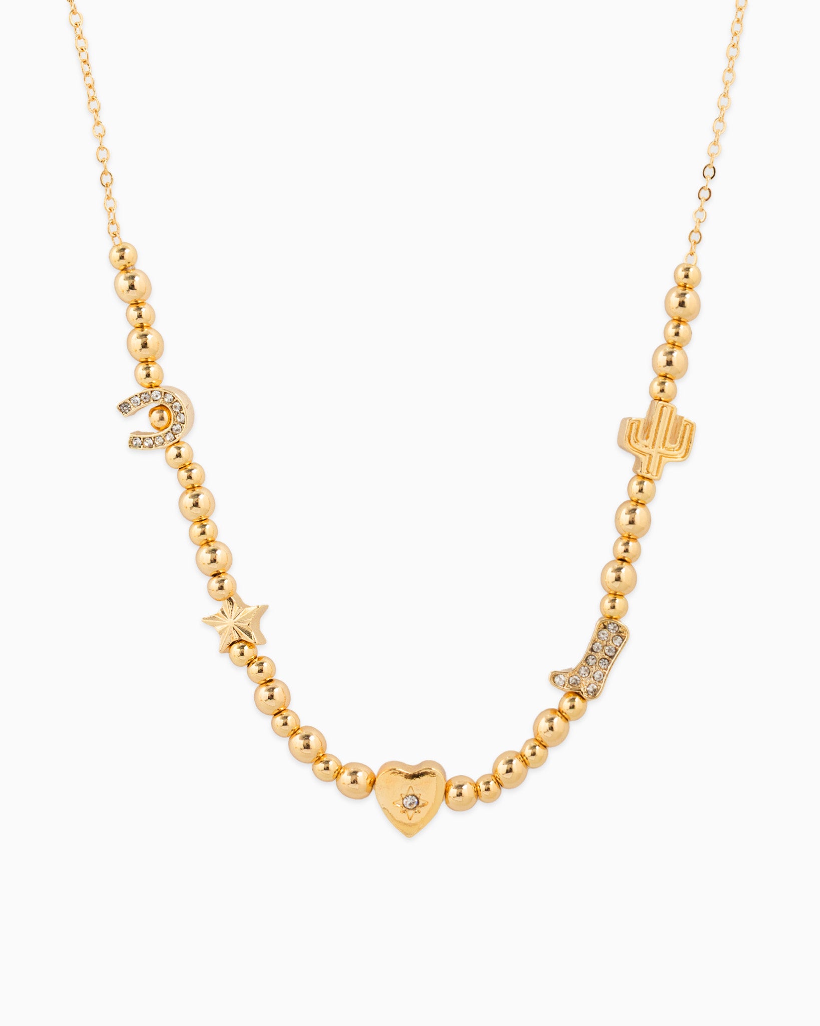 In-line Western Charm Bead Necklace