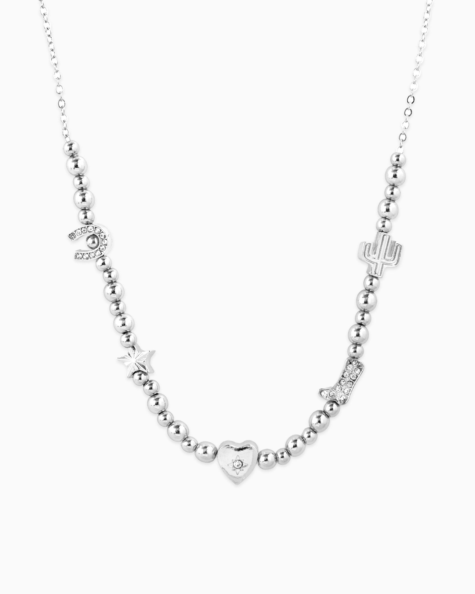 In-line Western Charm Bead Necklace