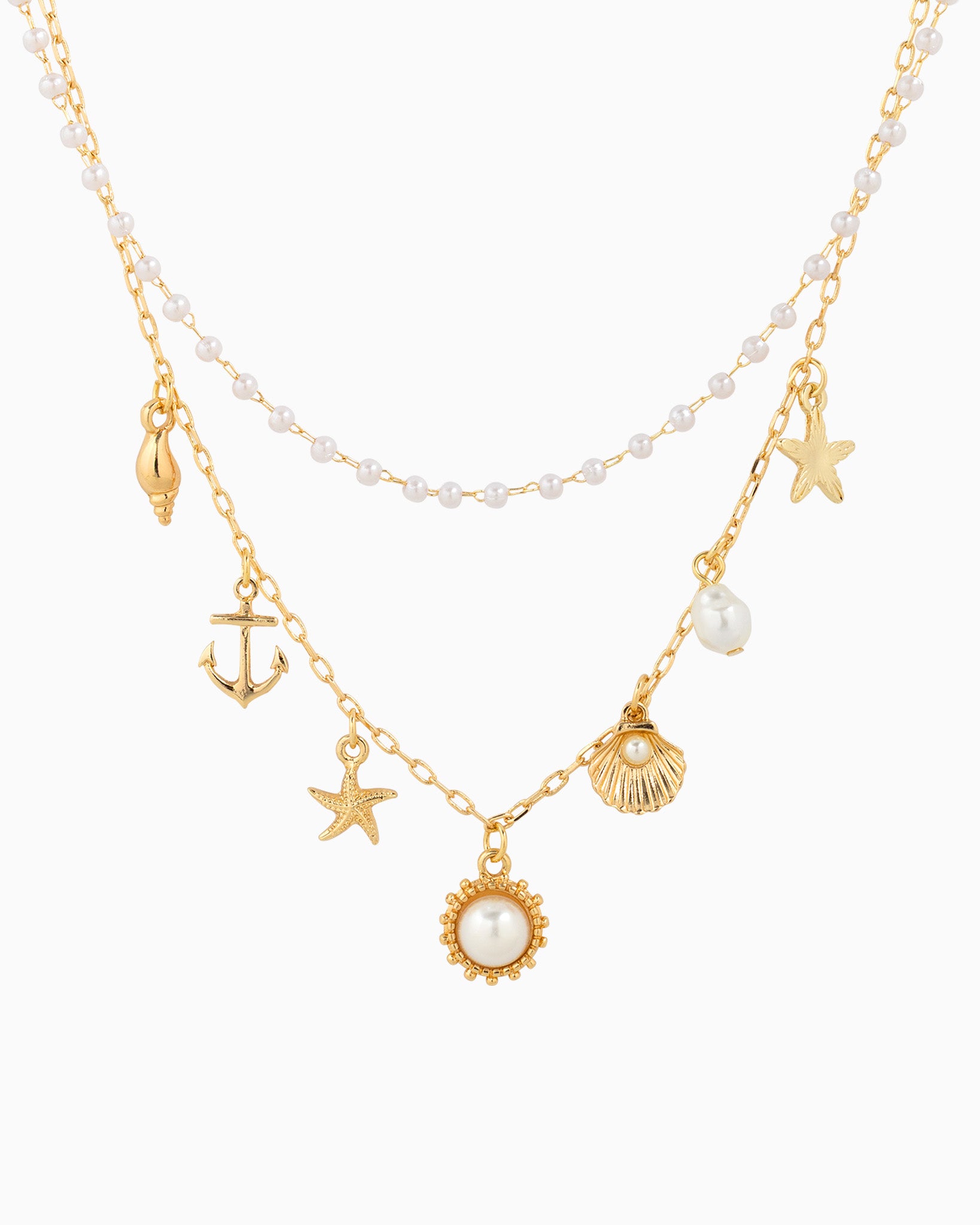 Sea Life Charm Contrast Layered Necklace