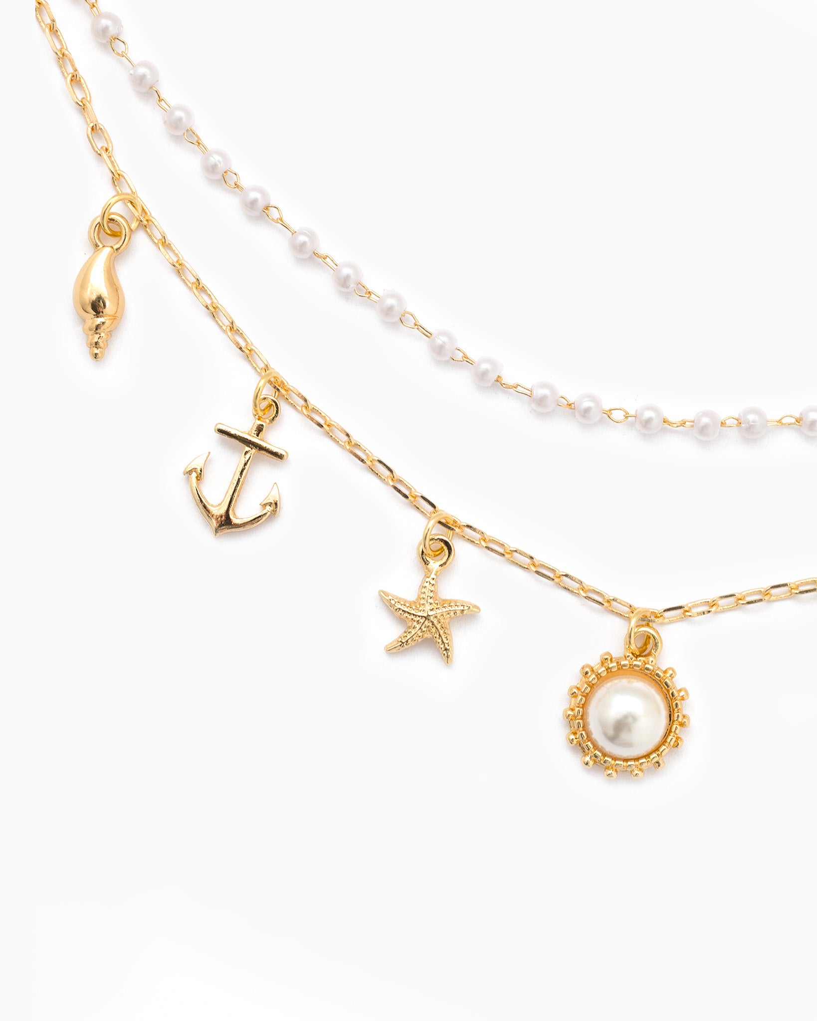 Sea Life Charm Contrast Layered Necklace