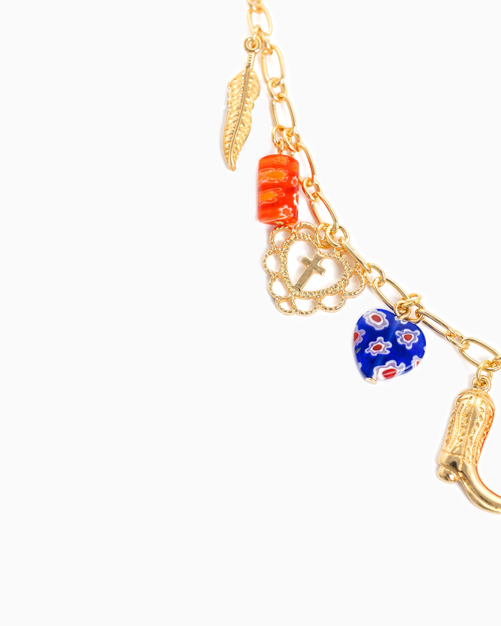 Western Multi Color Glass Charm Necklace