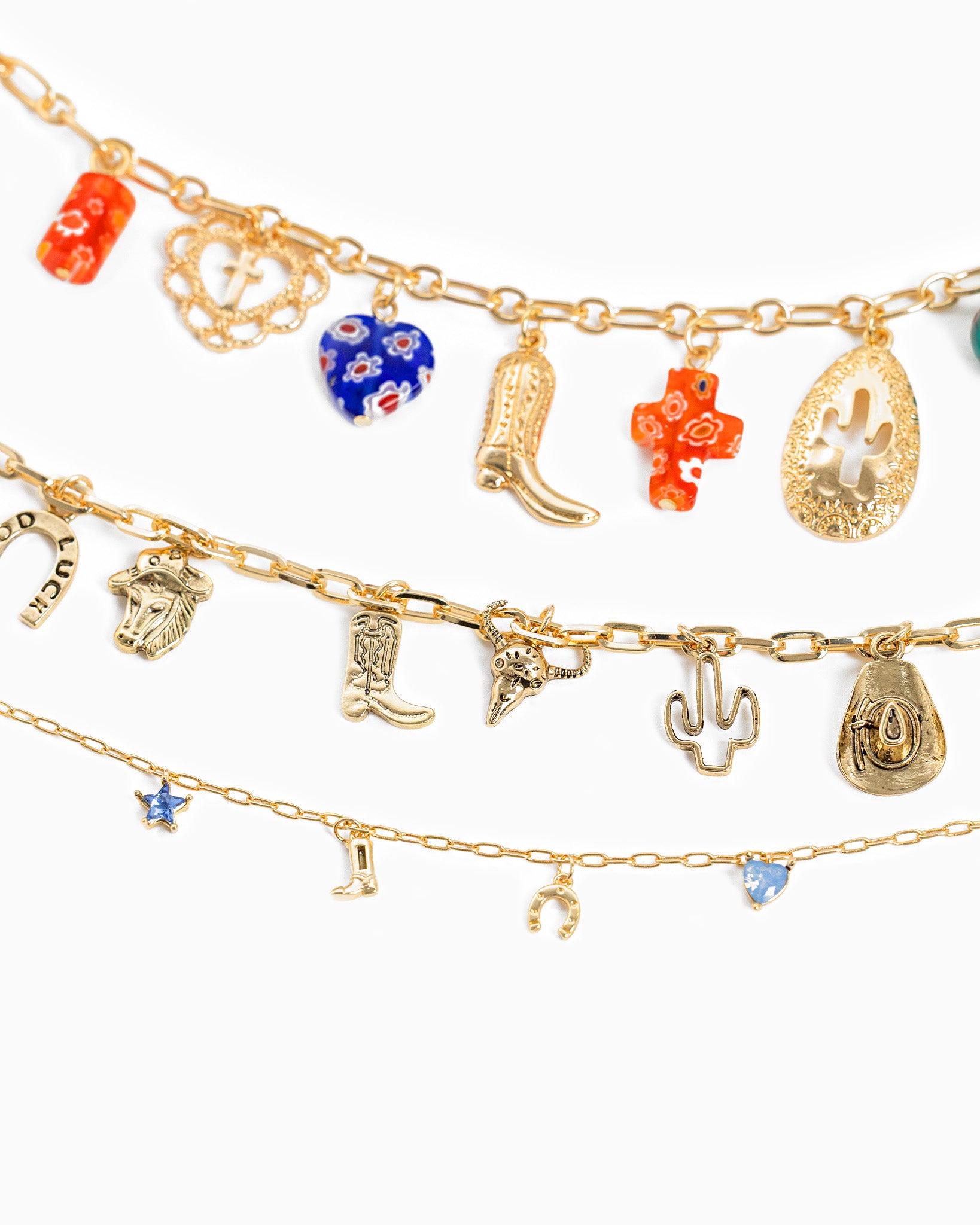 Western Multi Color Glass Charm Necklace